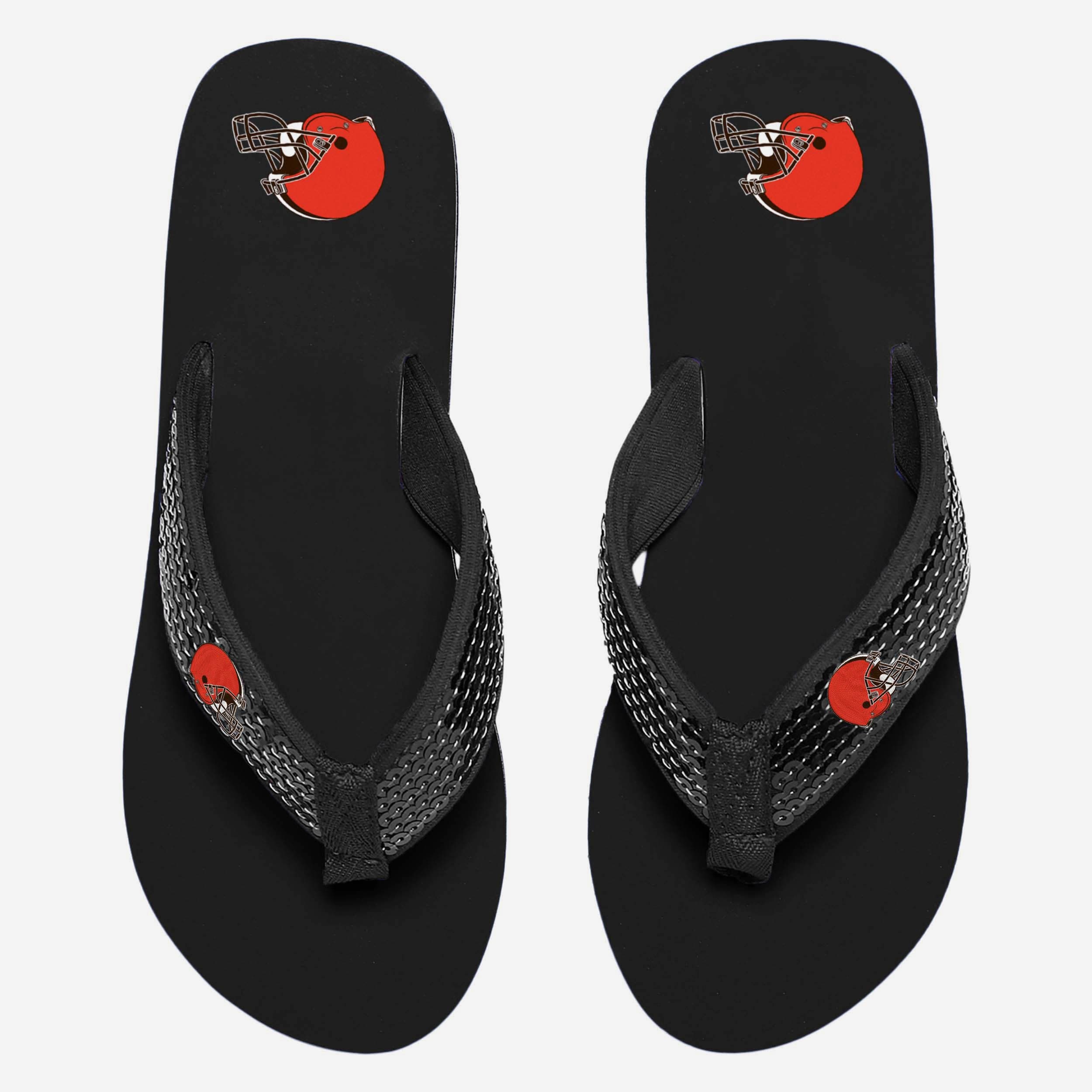 Glamorous Cleveland Browns Women's Sequin Flip - Flops