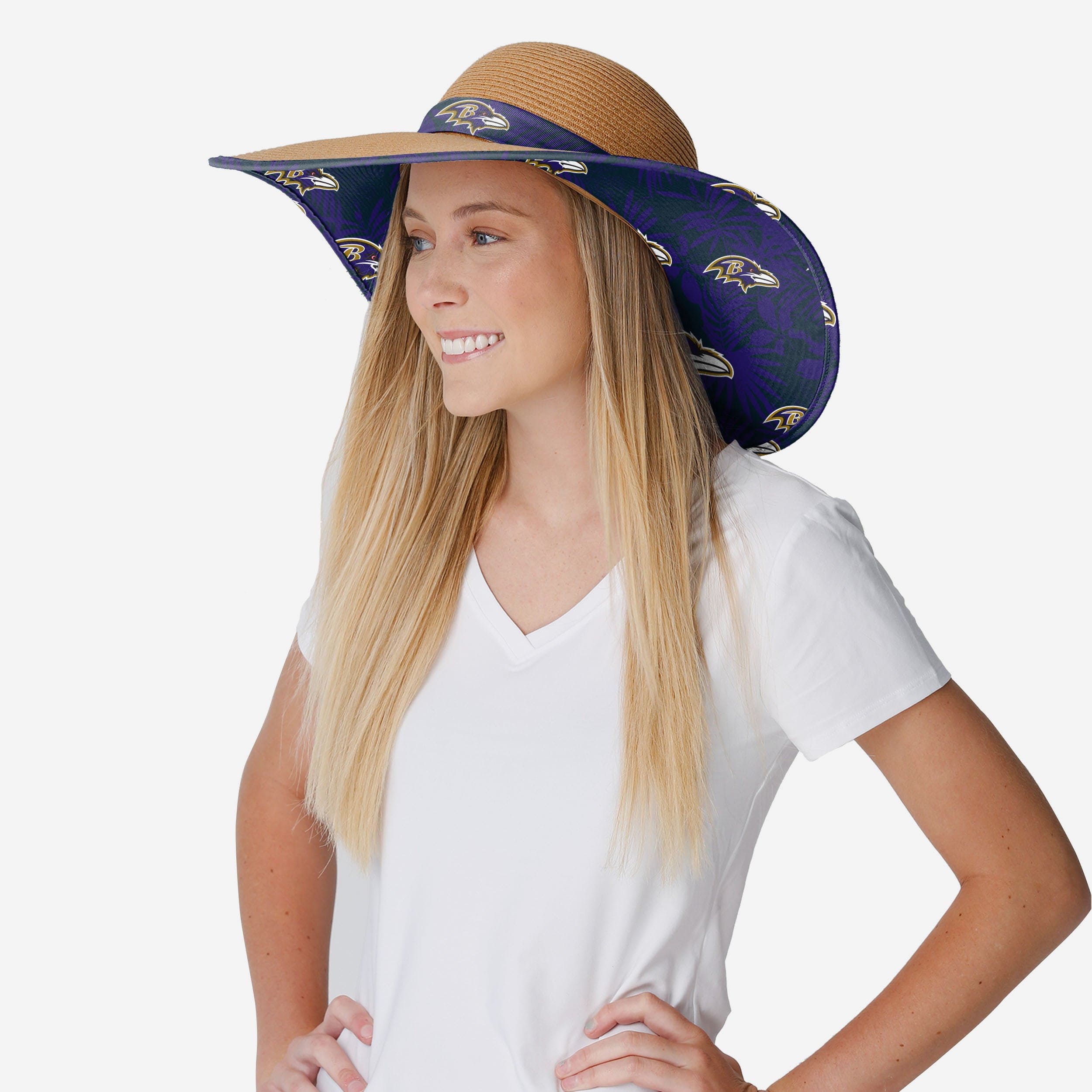 Baltimore Ravens Stylish Women's Floral Straw Hat for Summer
