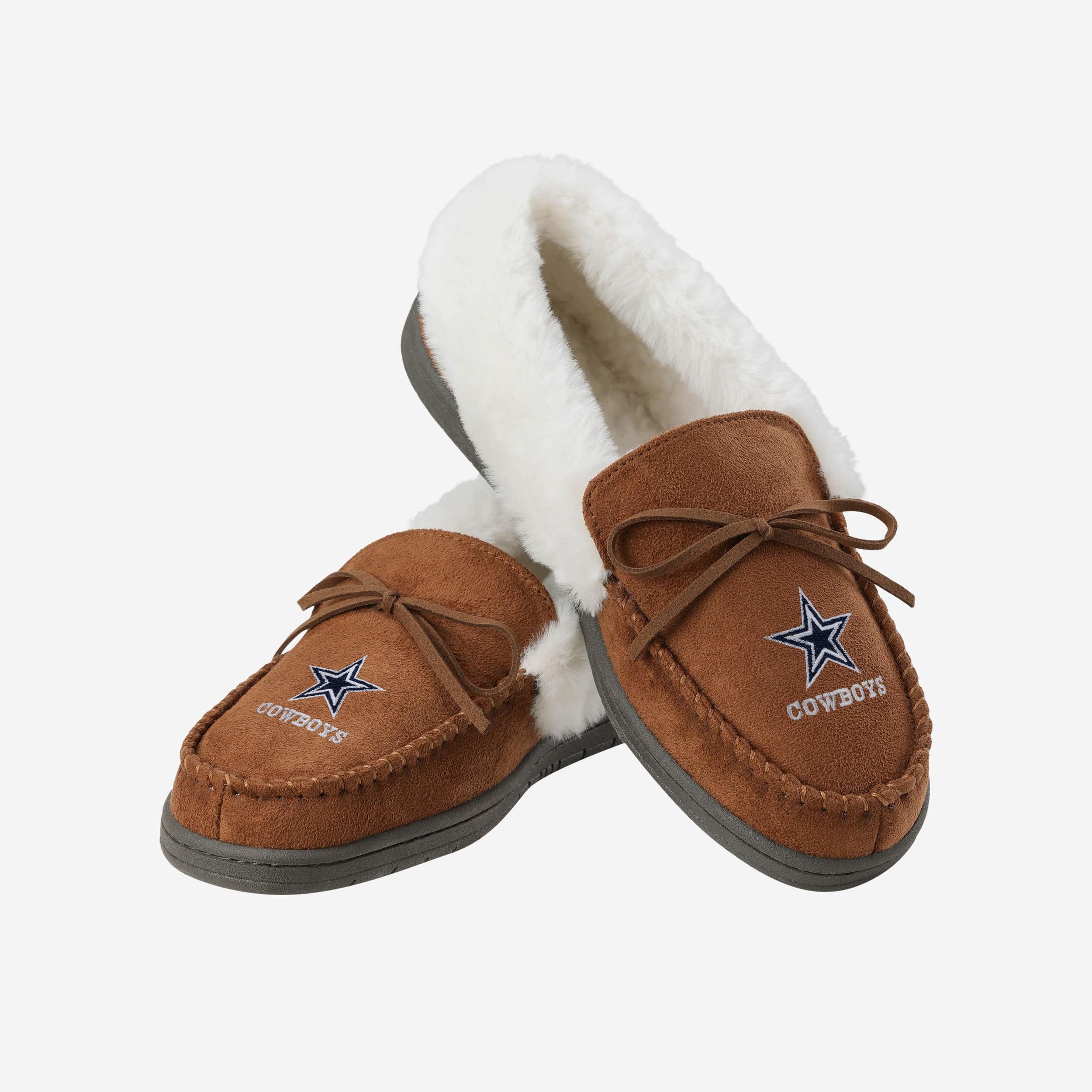 Dallas Cowboys Women's Stylish Tan Moccasin Slippers