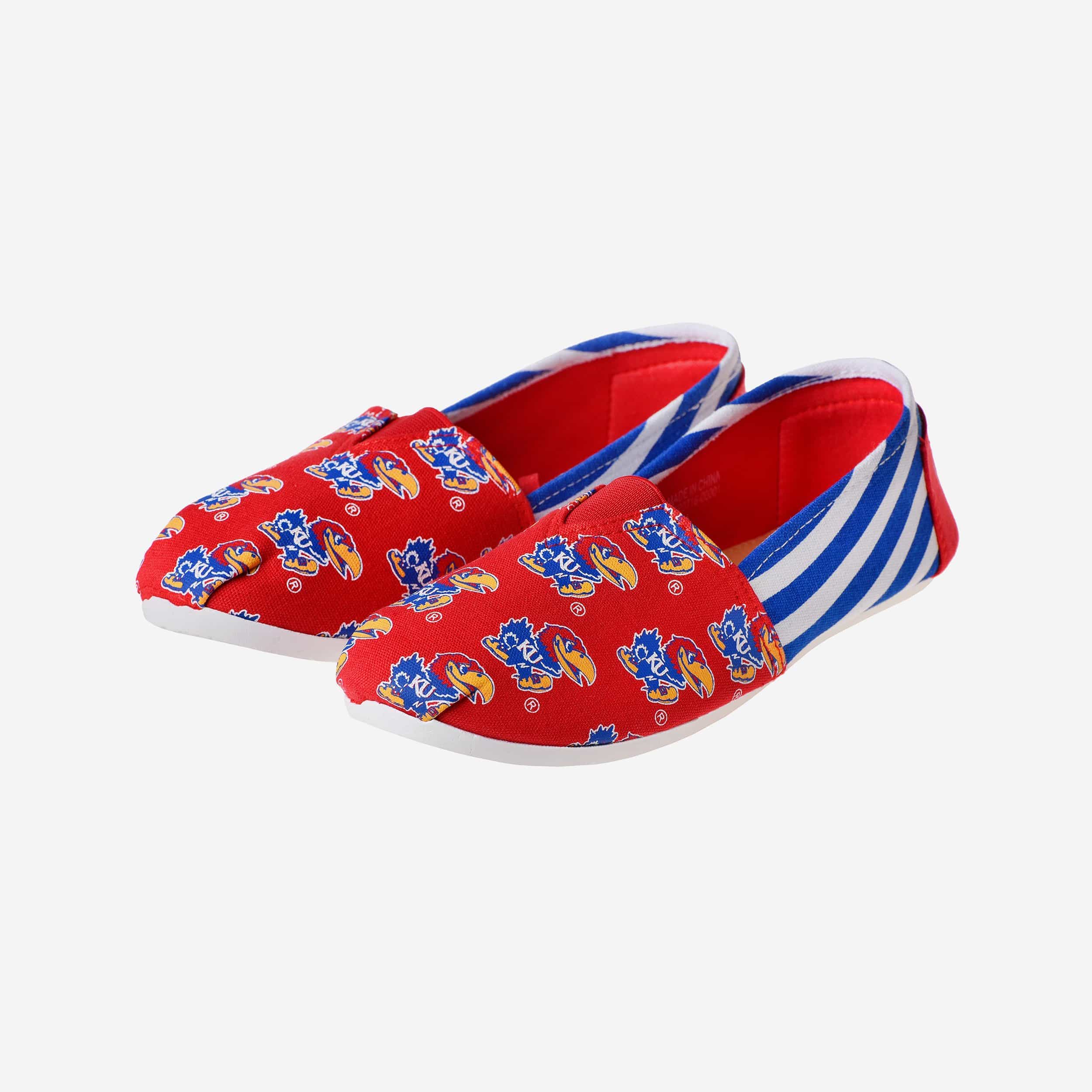 Kansas Jayhawks Women's Stylish Stripe Canvas Shoes - Rock Your Team Spirit!