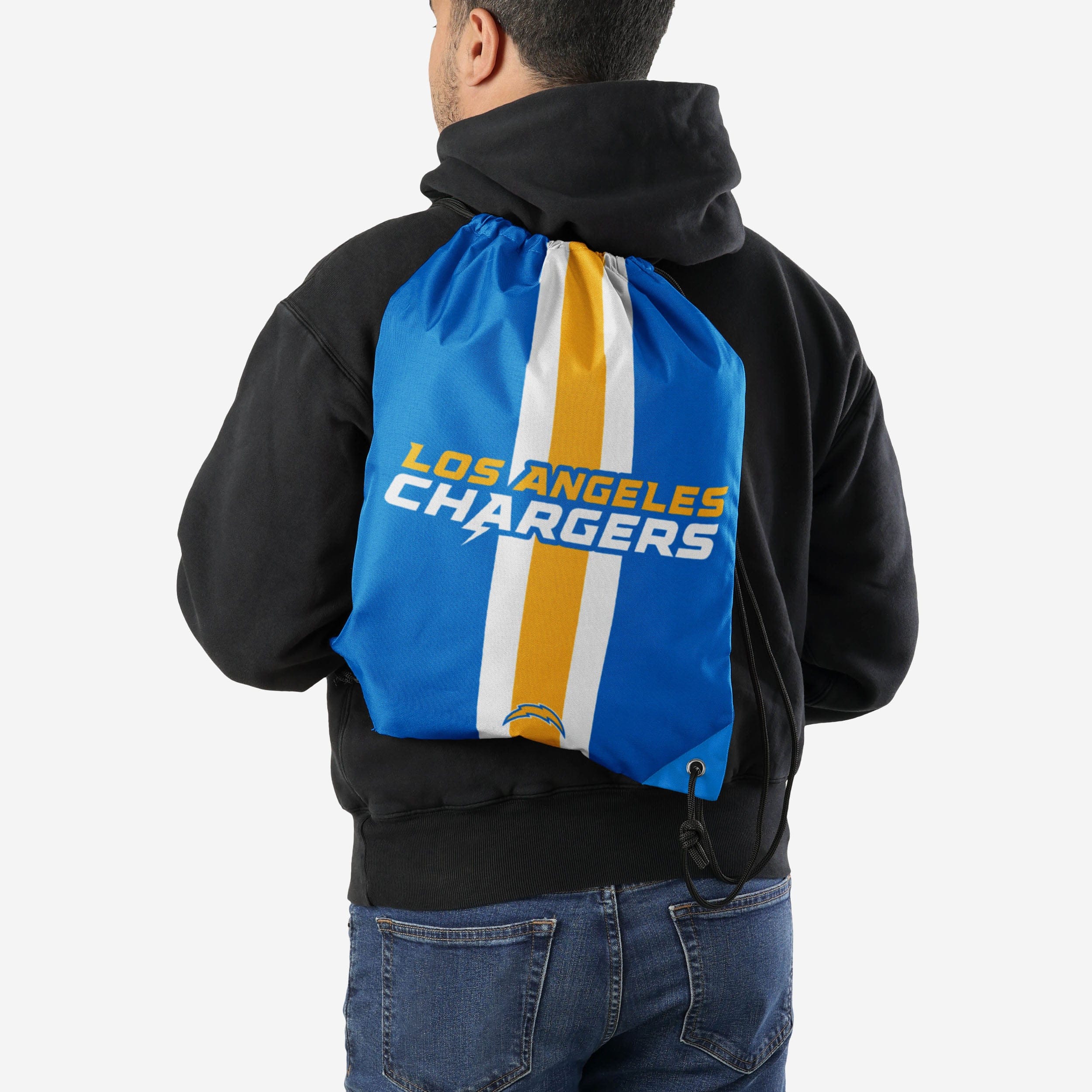 Get Hyped with the Los Angeles Chargers Team Stripe Wordmark Drawstring Backpack!