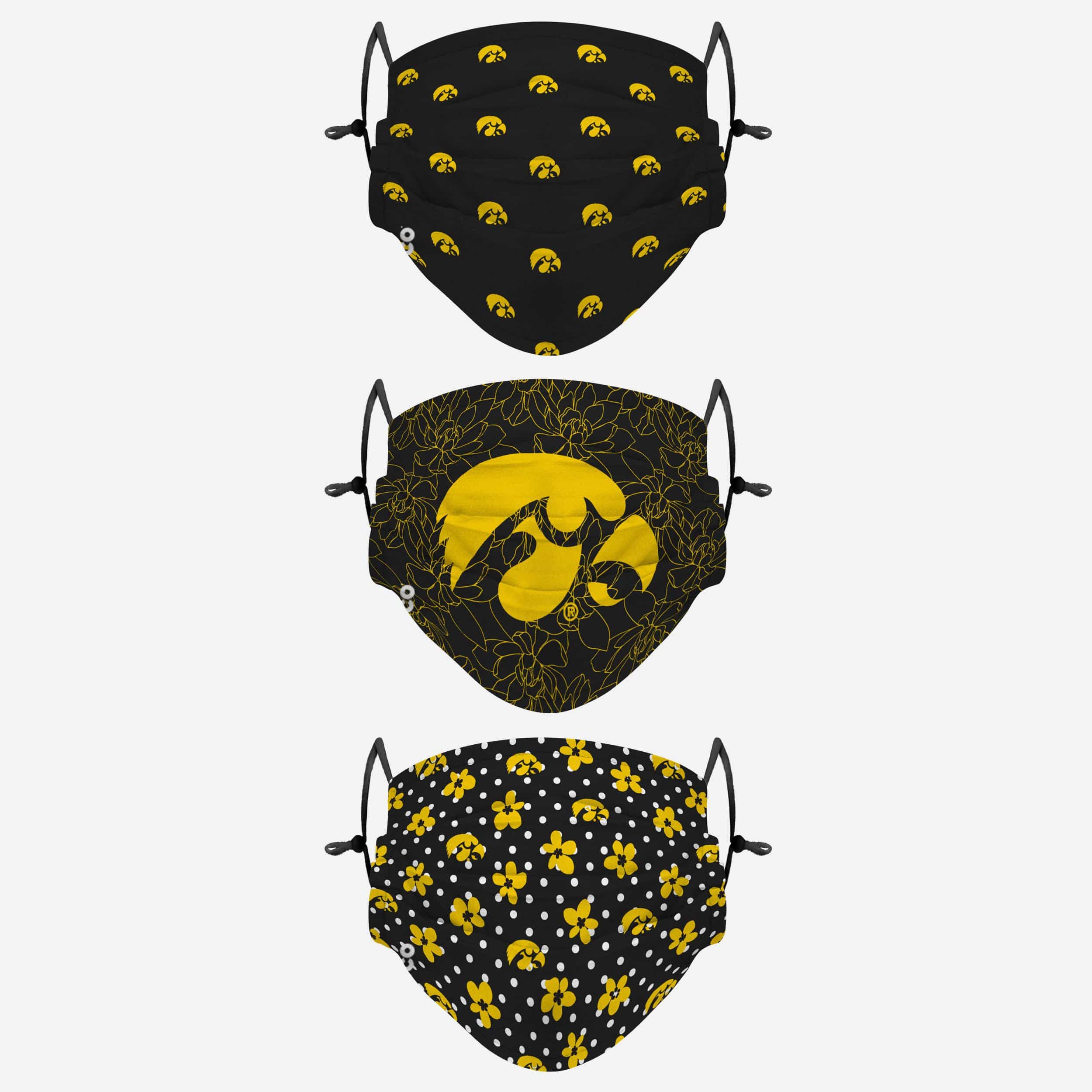 Iowa Hawkeyes Gameday Gardener 3-Pack Stylish Face Covers