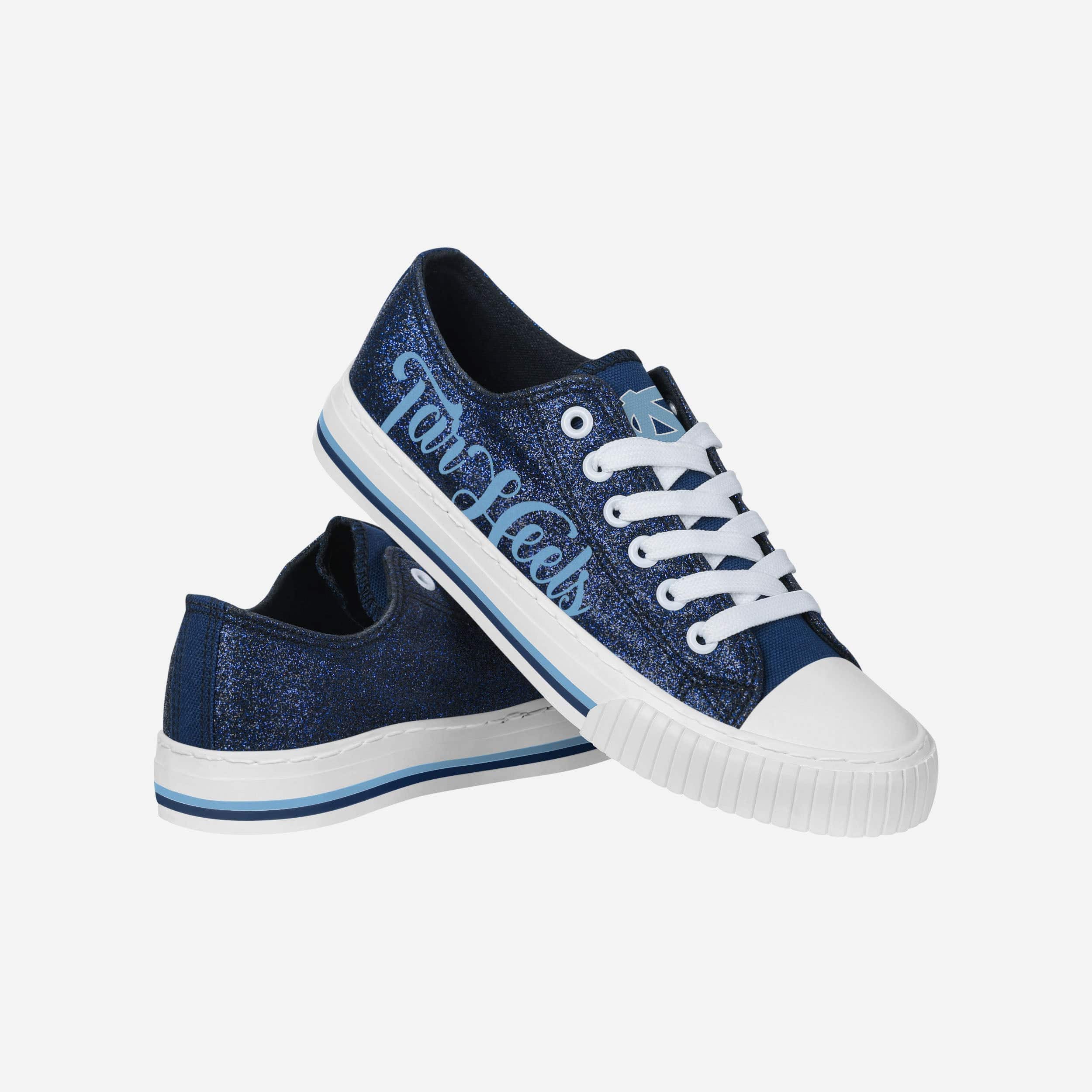 North Carolina Tar Heels Women's Sparkling Color Glitter Low-Top Canvas Shoes
