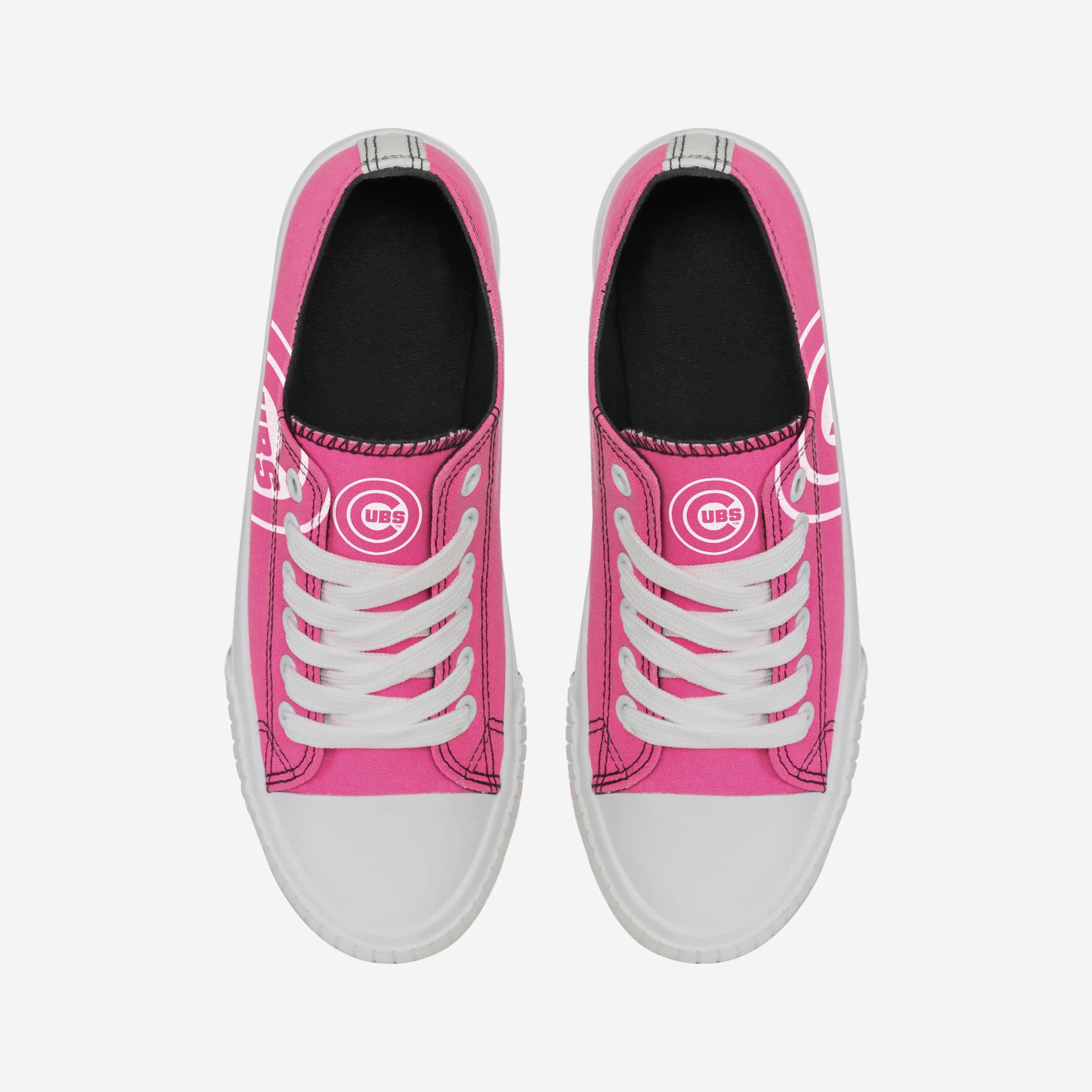 Chicago Cubs Women's Stylish Low-Top Neon Pink Canvas Shoes