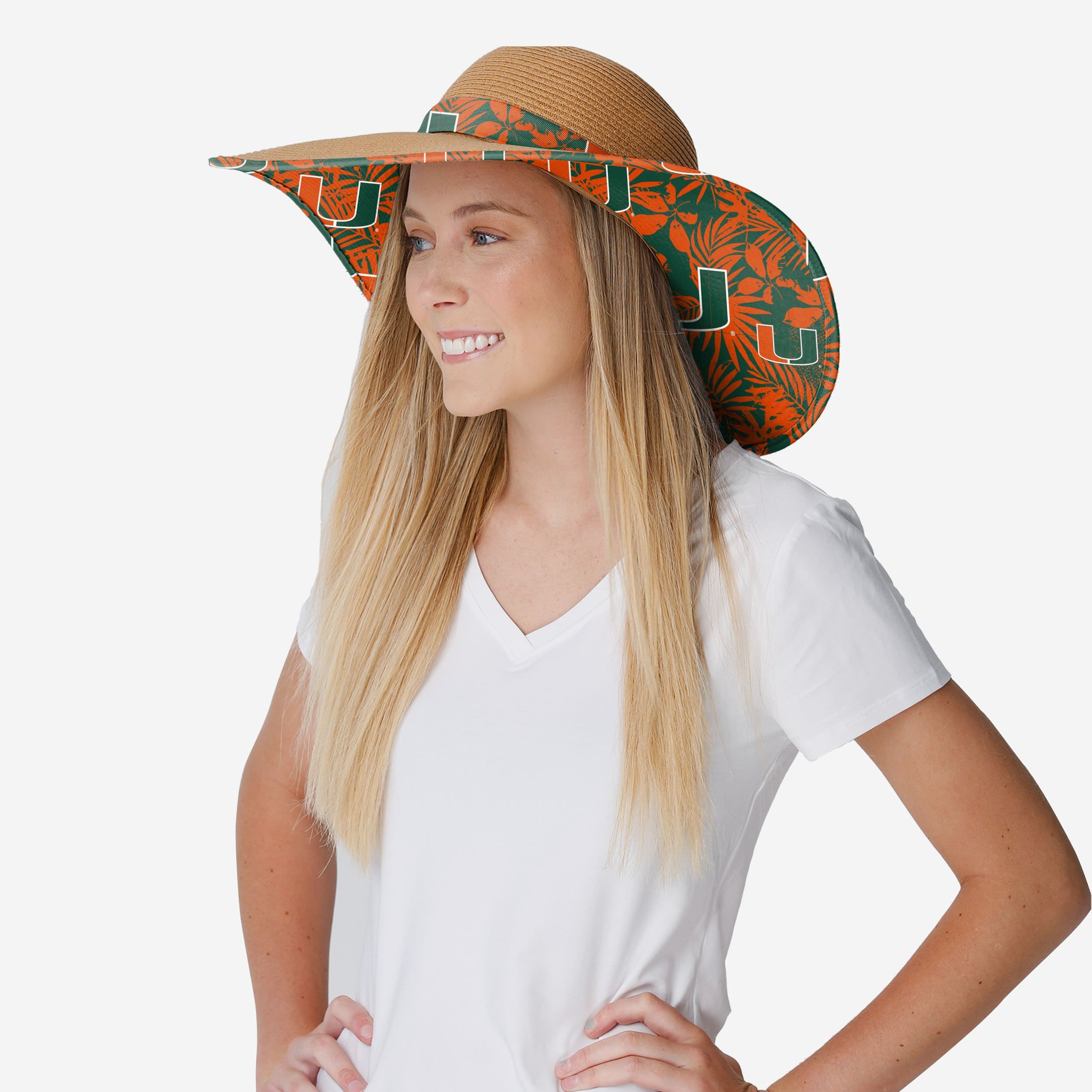 Gorgeous Miami Hurricanes Women's Floral Straw Hat for Summer Fans