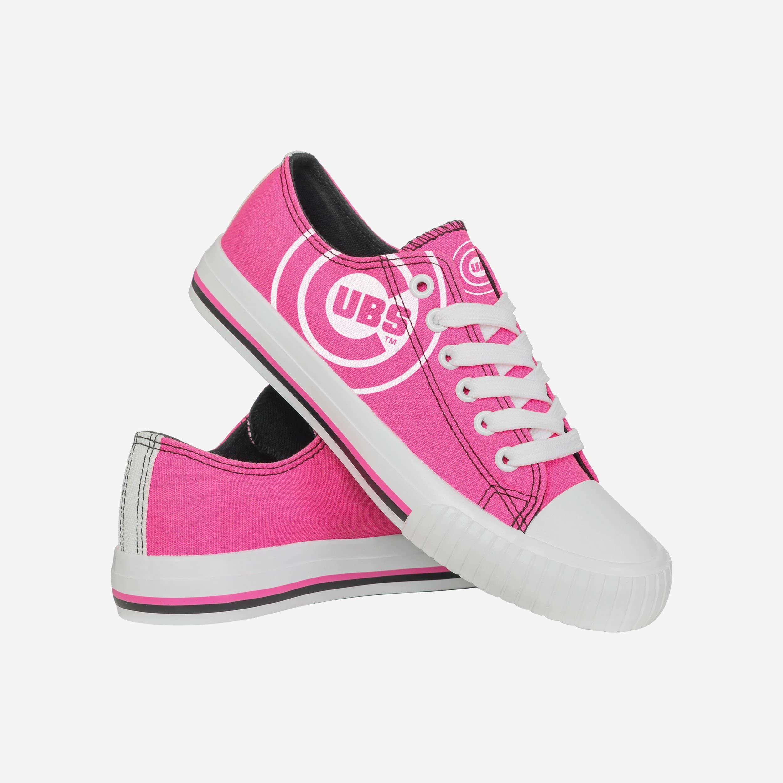 Chicago Cubs Women's Stylish Low-Top Neon Pink Canvas Shoes