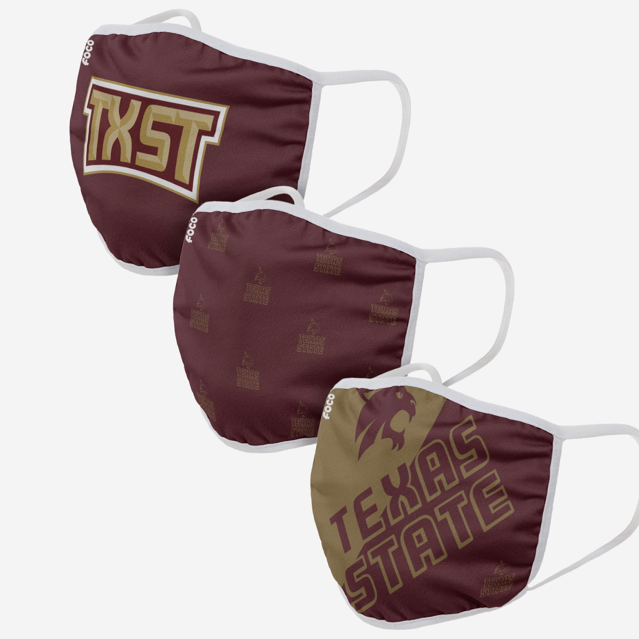 Texas State Bobcats 3-Pack Fashionable Face Covers