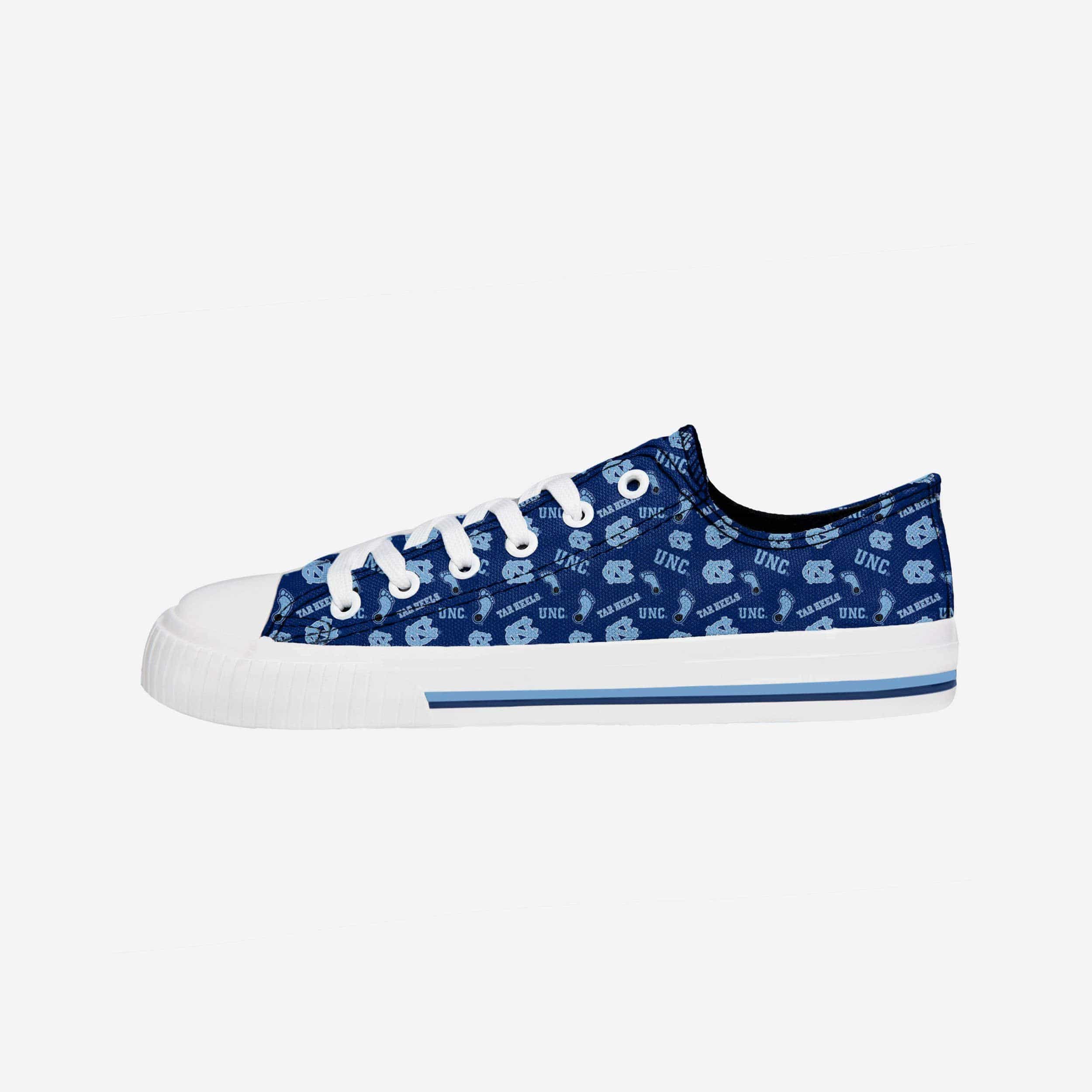 North Carolina Tar Heels Women's Stylish Low Top Repeat Print Canvas Shoes