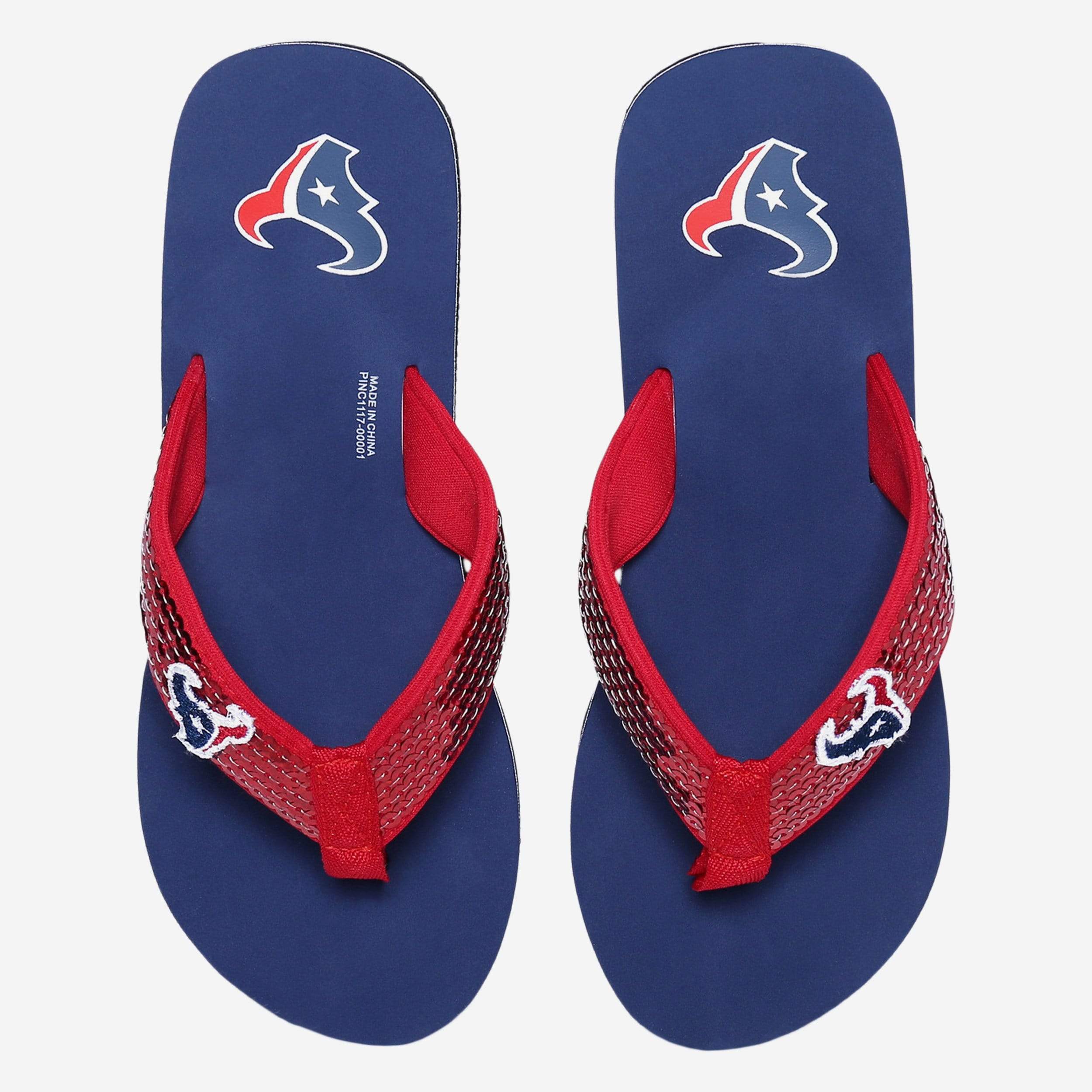 Glamorous Houston Texans Women's Sequin Flip Flops