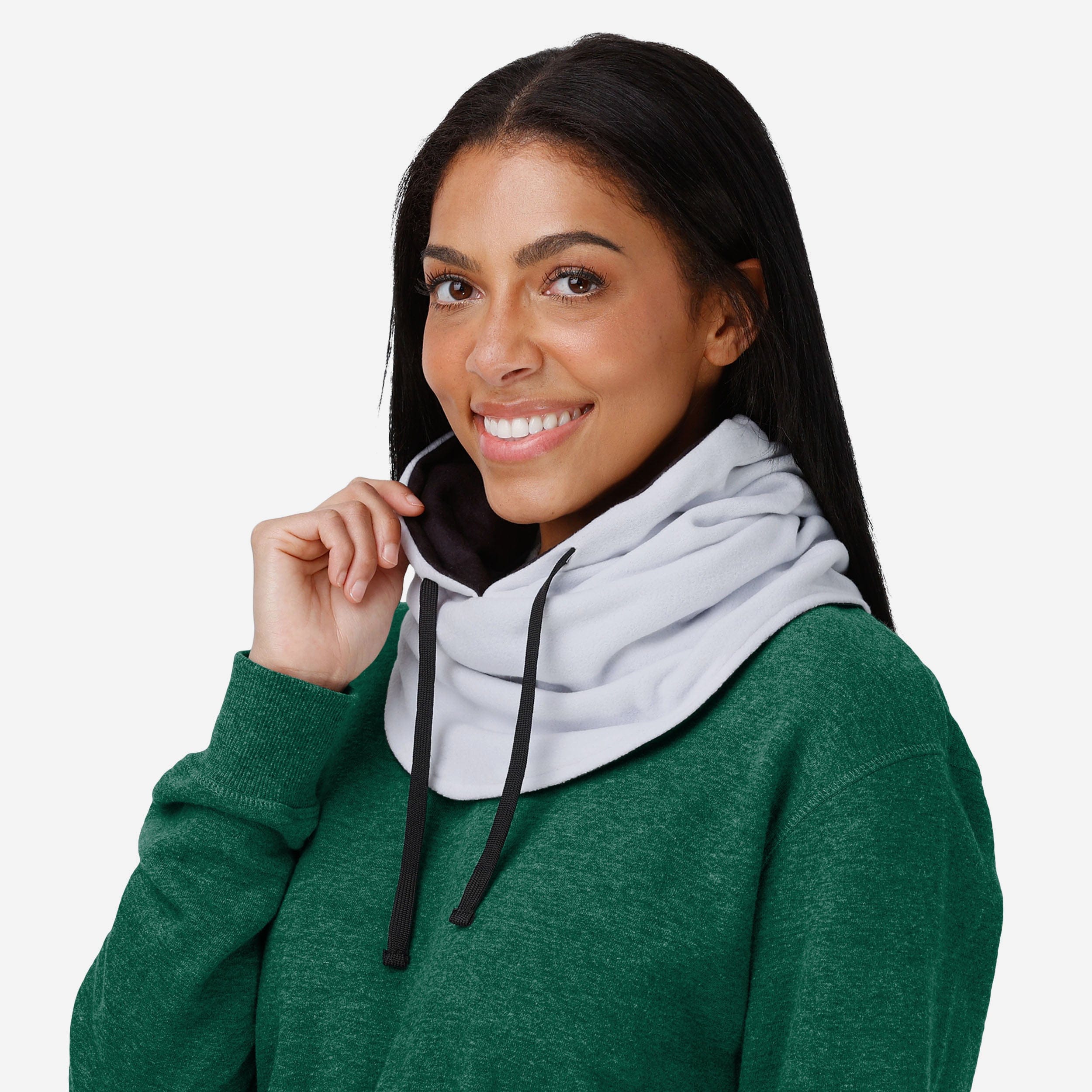 New York Jets White Drawstring Hooded Gaiter - Your Must - Have Winter Gear