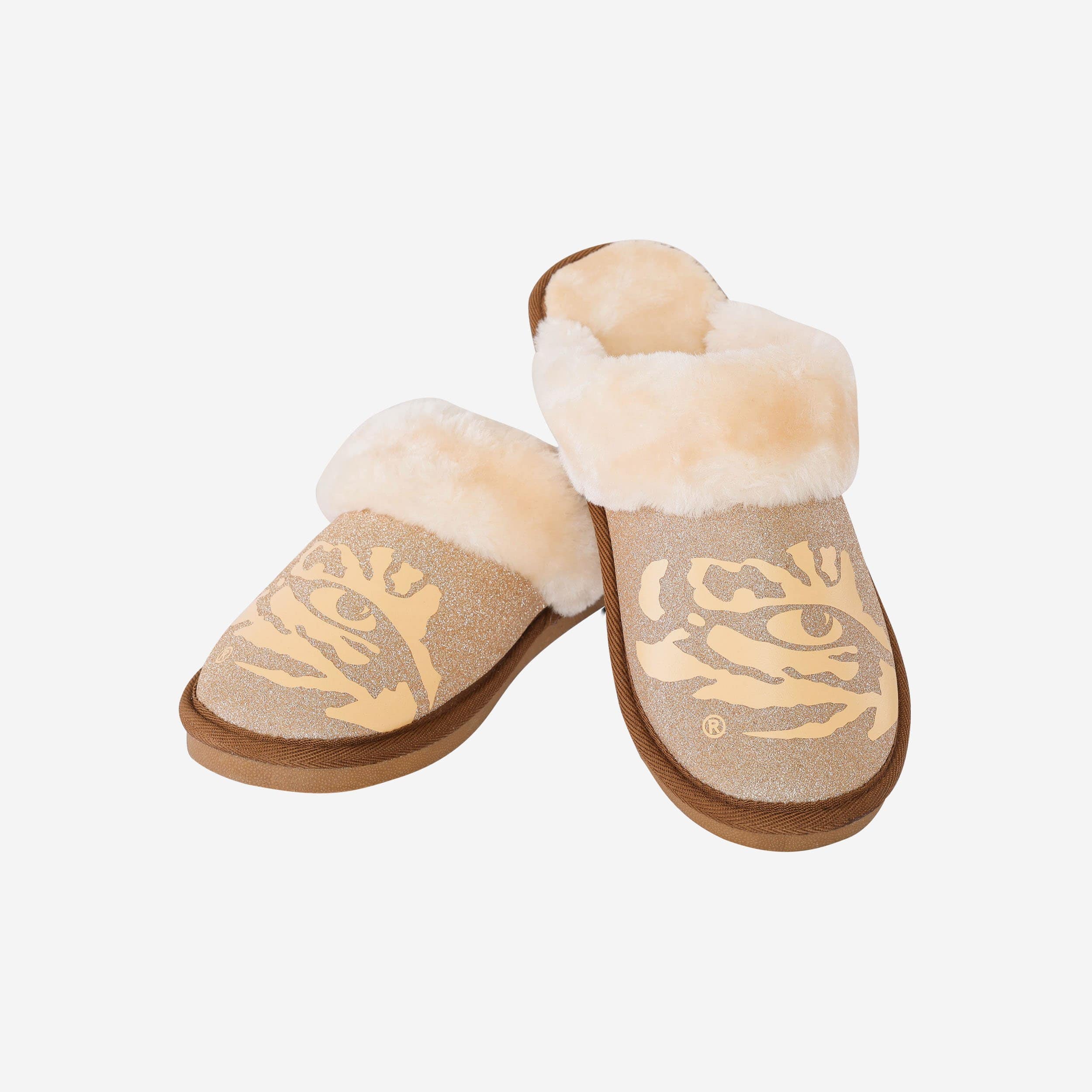 LSU Tigers Women's Sparkling Open-Back Fur Moccasin Slippers - Show Your Team Spirit!