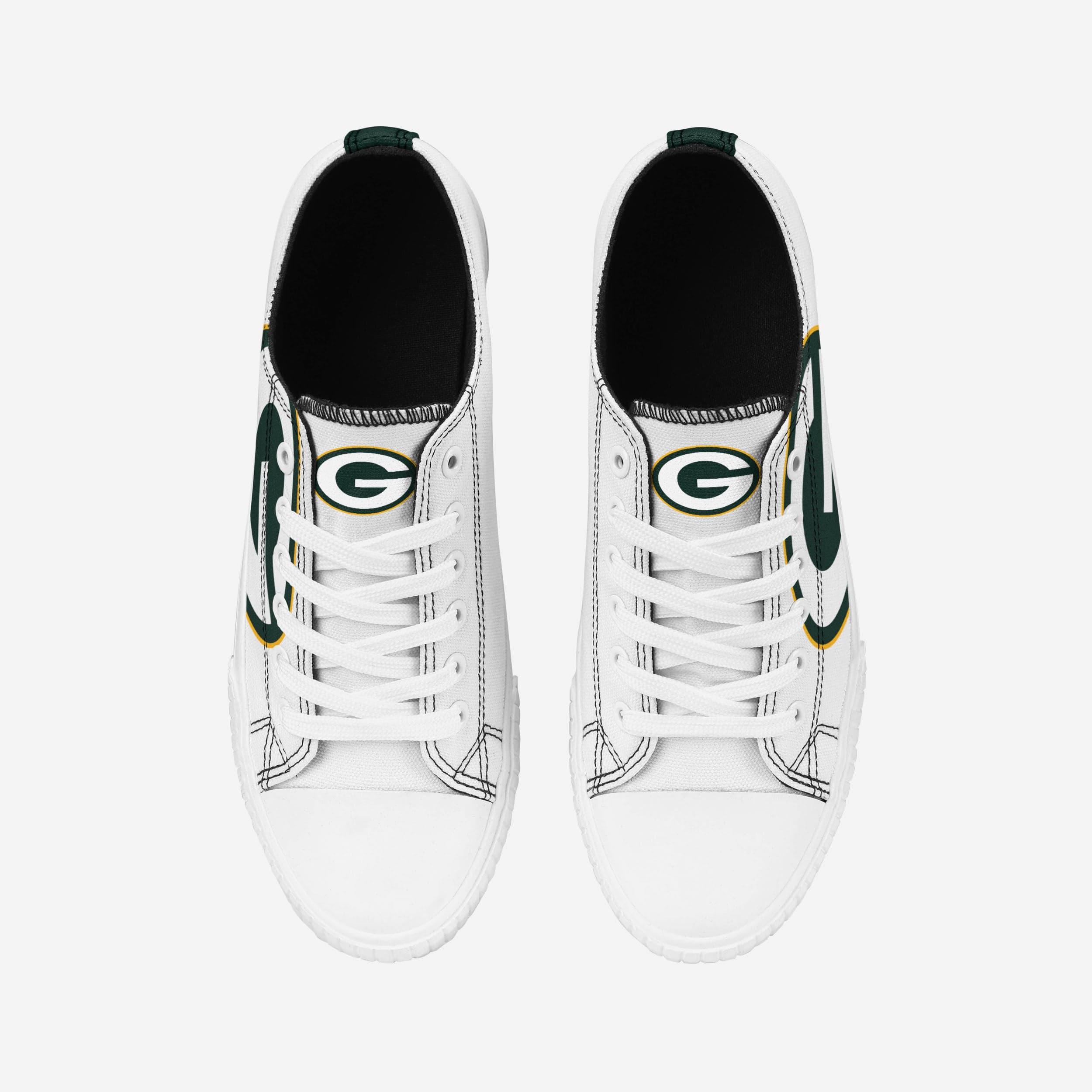 Green Bay Packers Women's Stylish Big Logo Low Top White Canvas Shoes