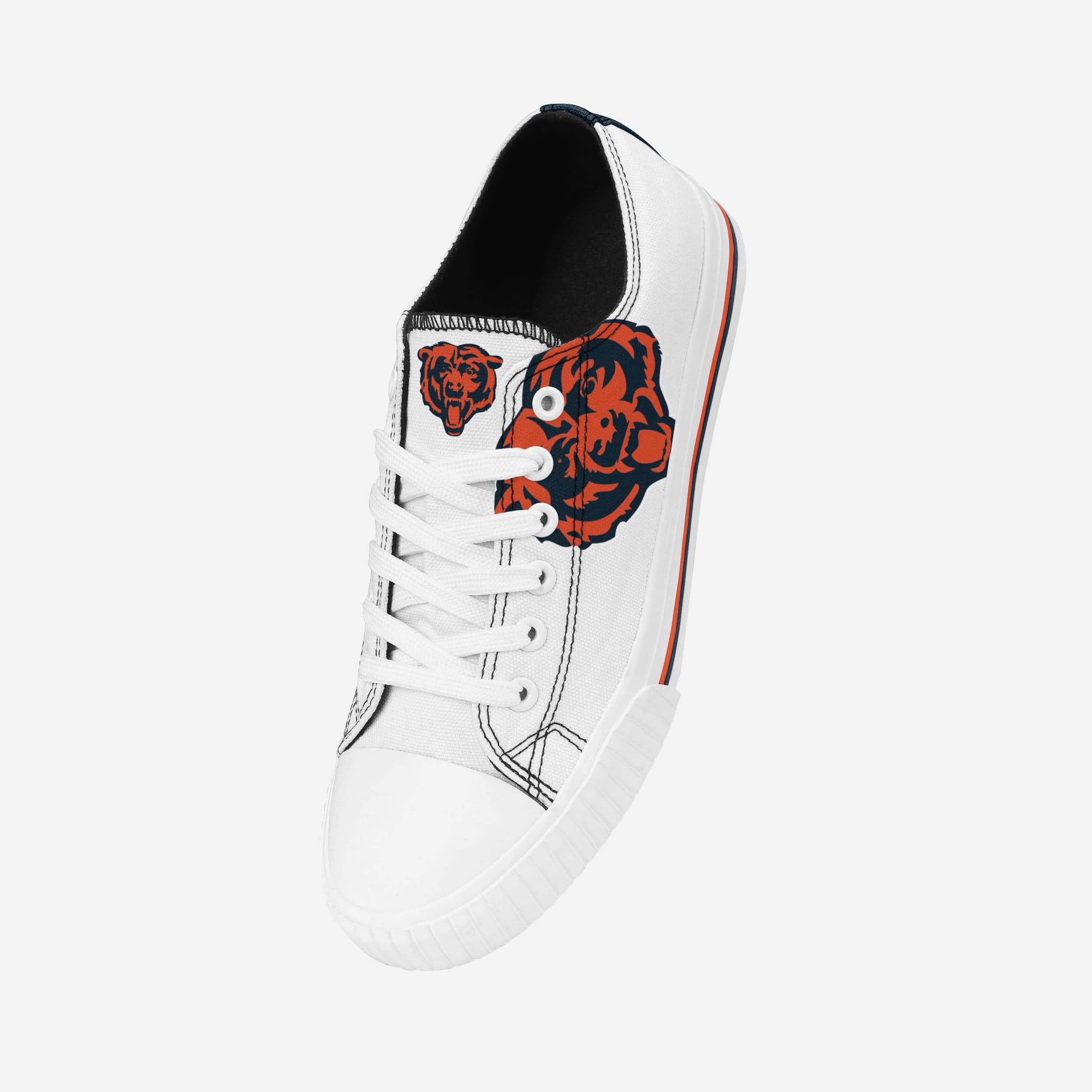 Chicago Bears Women's Stylish Big Logo Low Top White Canvas Shoes