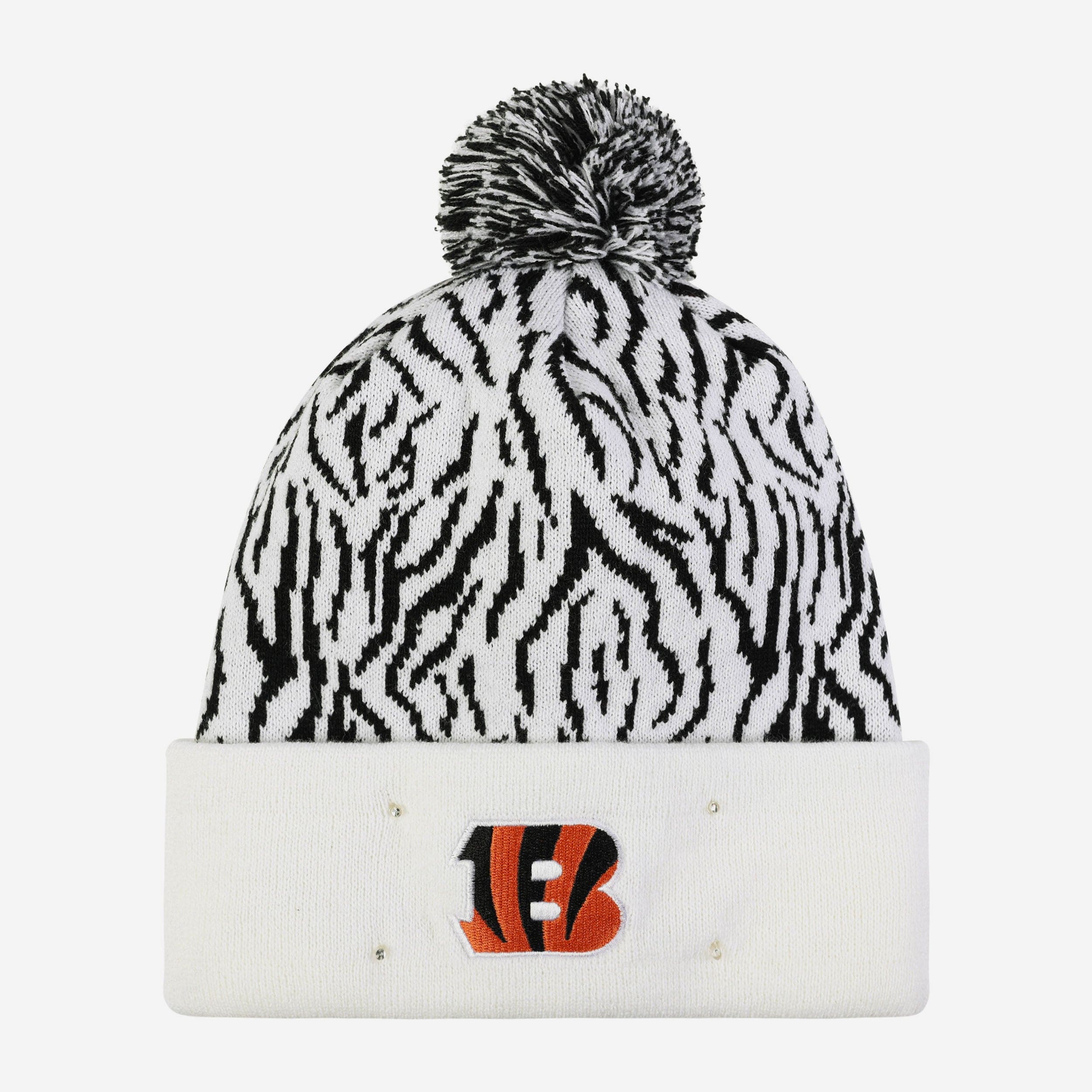 Cincinnati Bengals White Stripe LED Light-Up Beanie: Light Up Your Game!