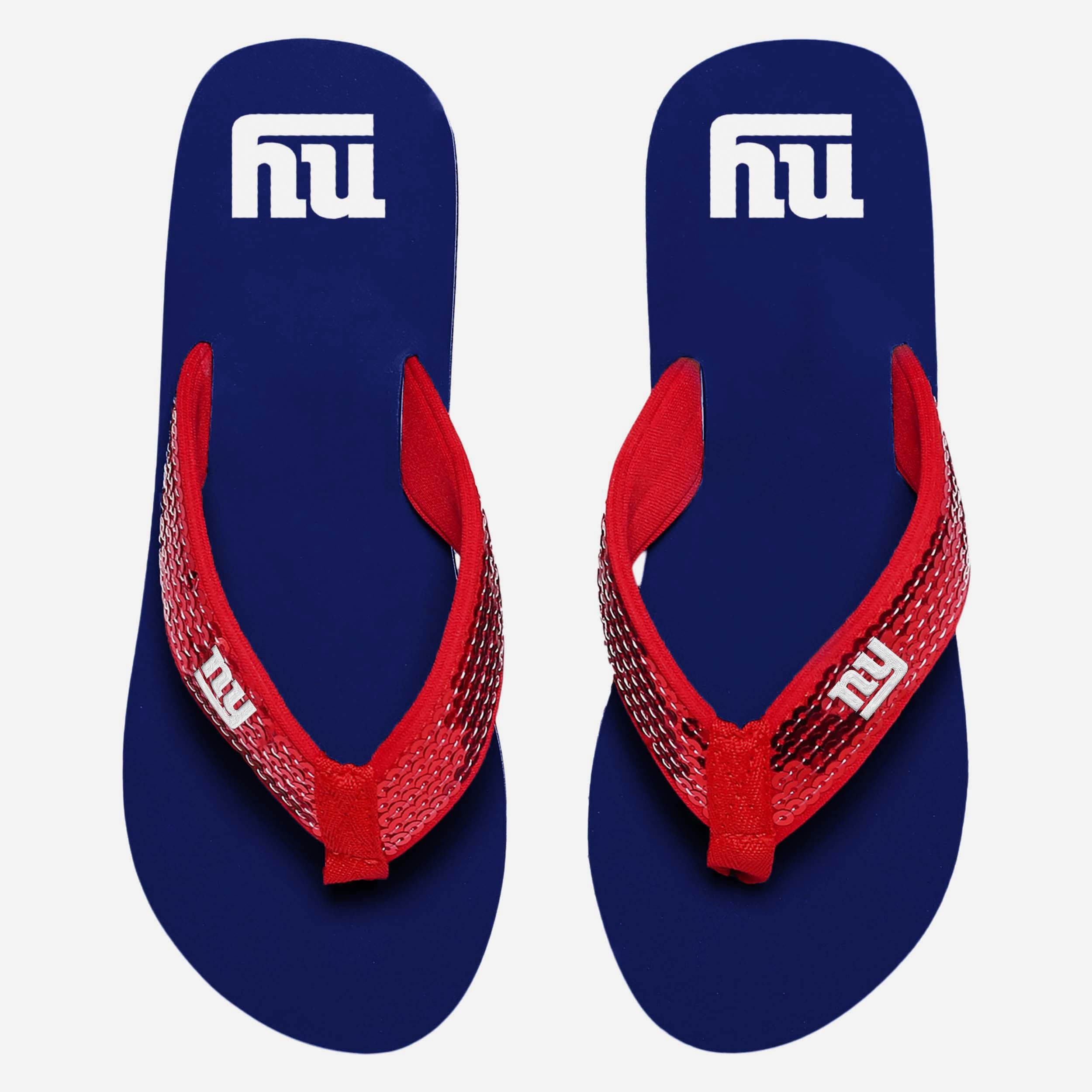 Glamorous New York Giants Women's Sequin Flip Flops