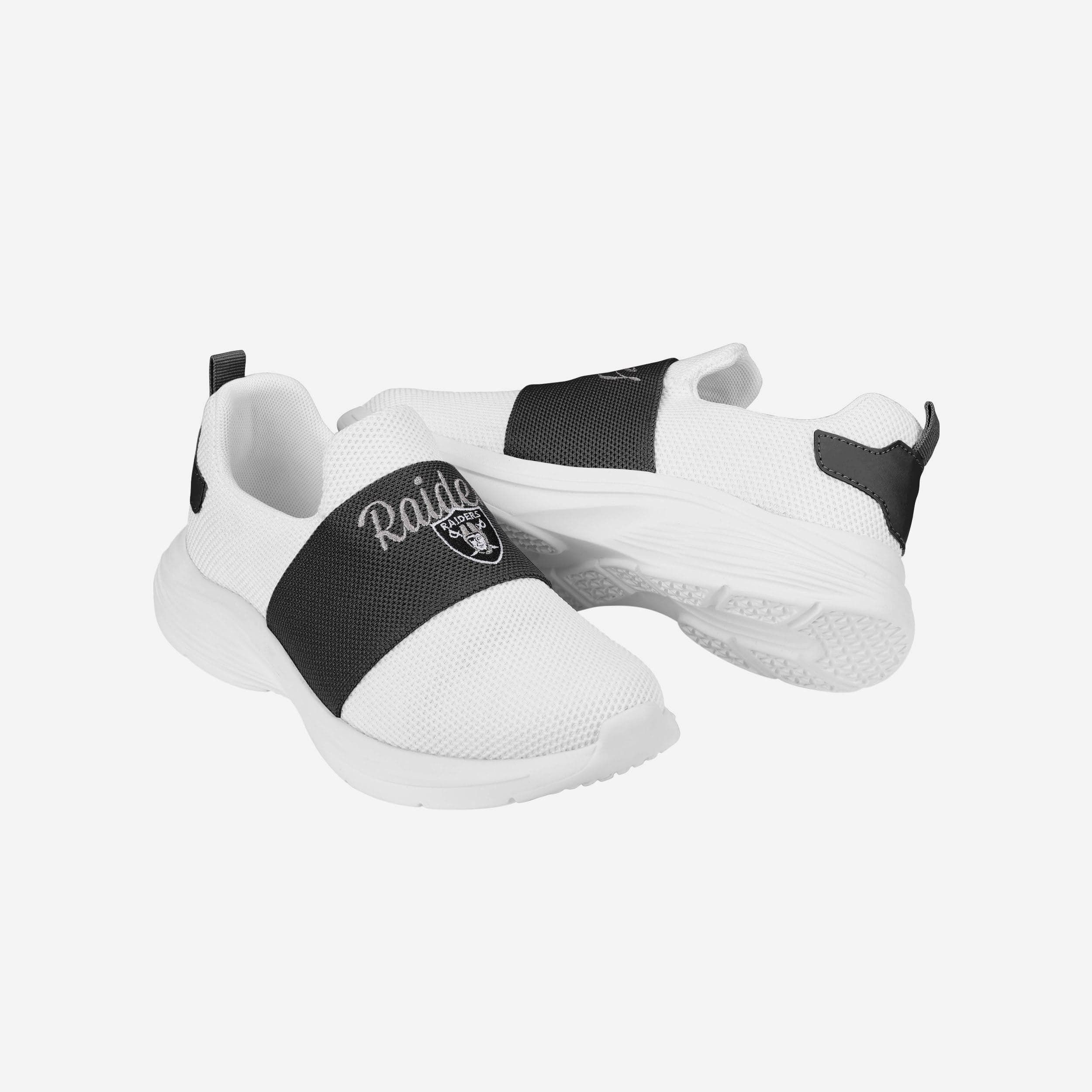 Stylish Las Vegas Raiders Women's White Slip-On Script Wordmark Sneakers