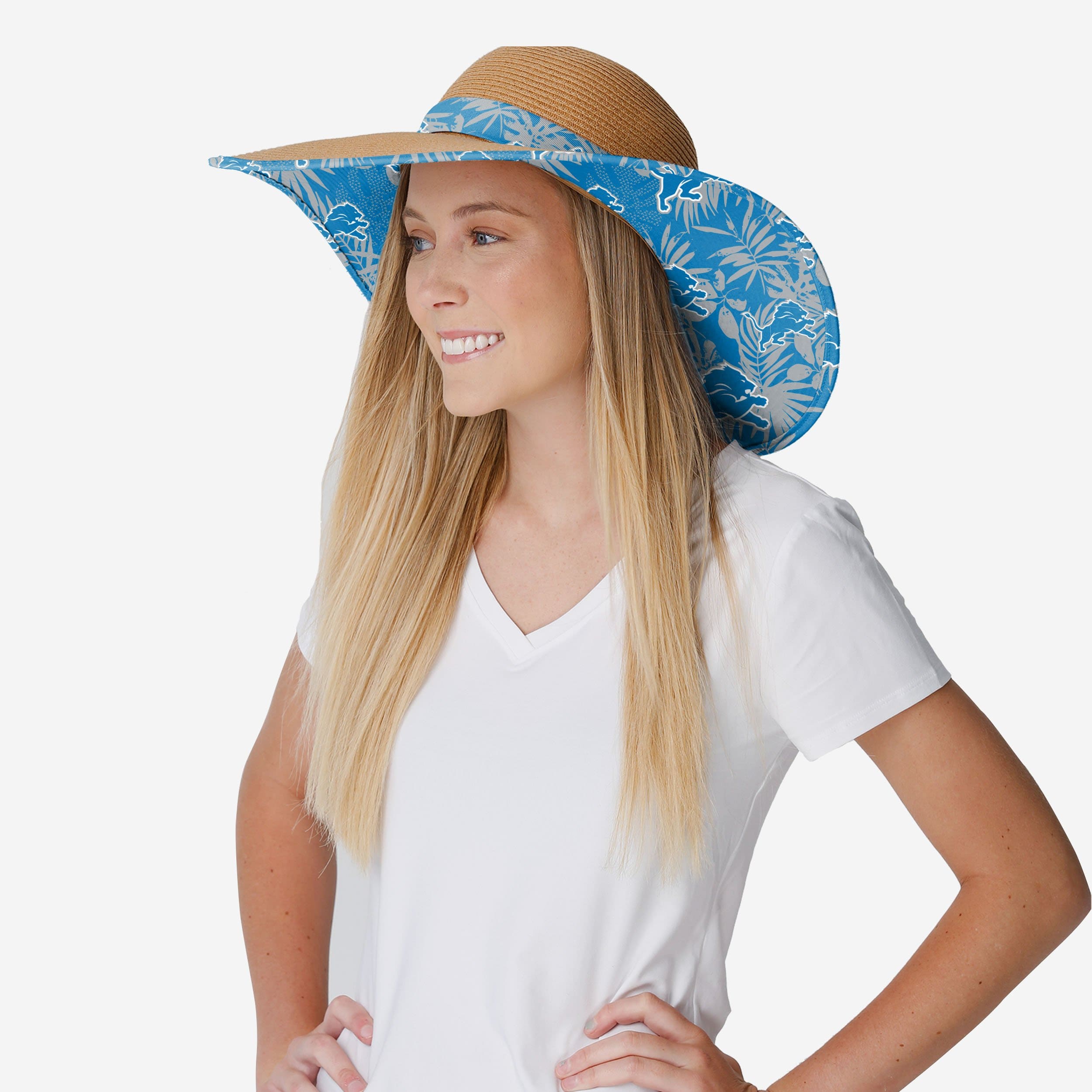 Stylish Detroit Lions Women's Floral Straw Hat for Summer Fans