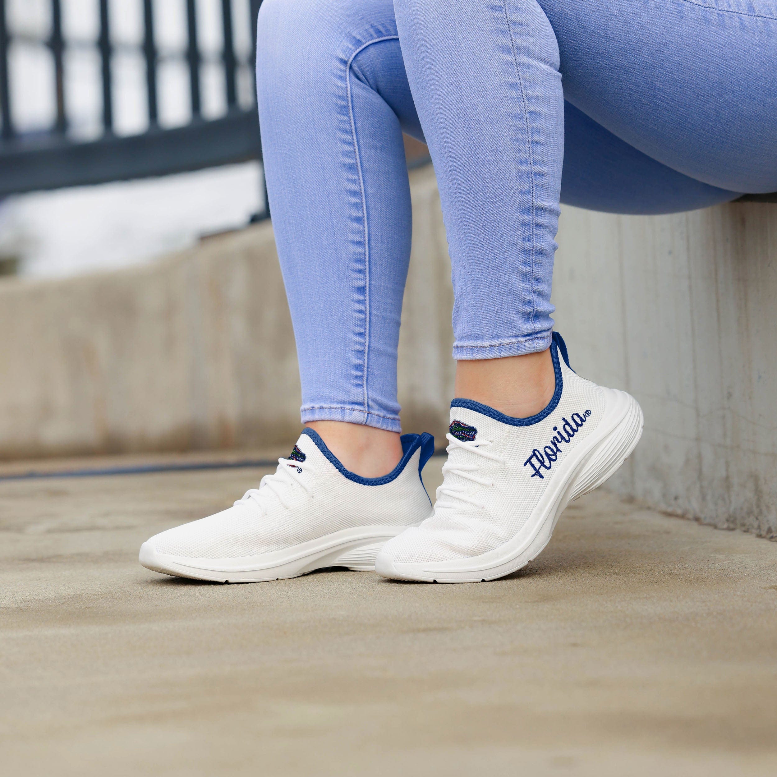 Stylish Florida Gators Women's White Midsole Sneakers