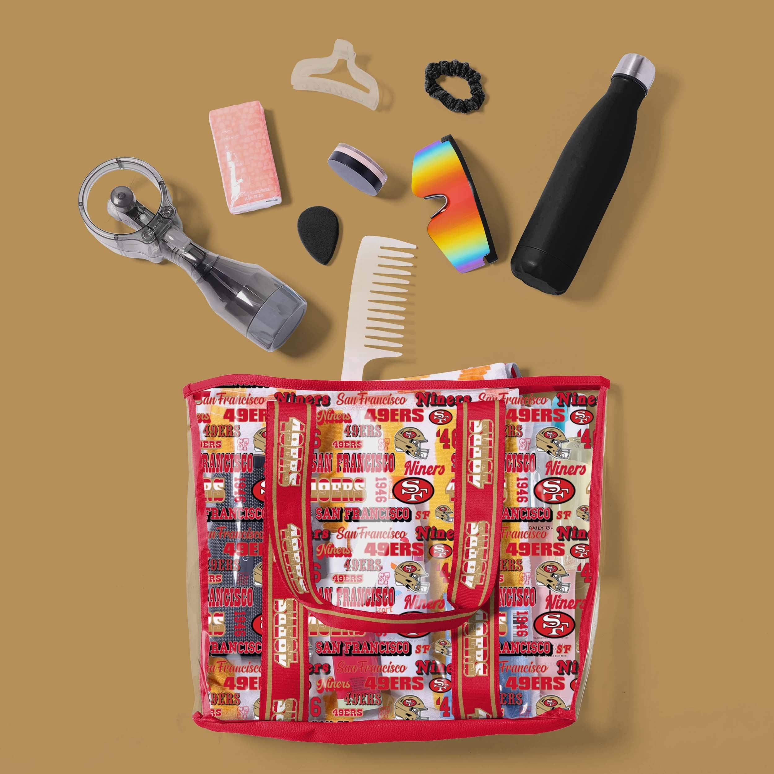 San Francisco 49ers Retro Print Clear Tote Bag - Show Your Fandom!