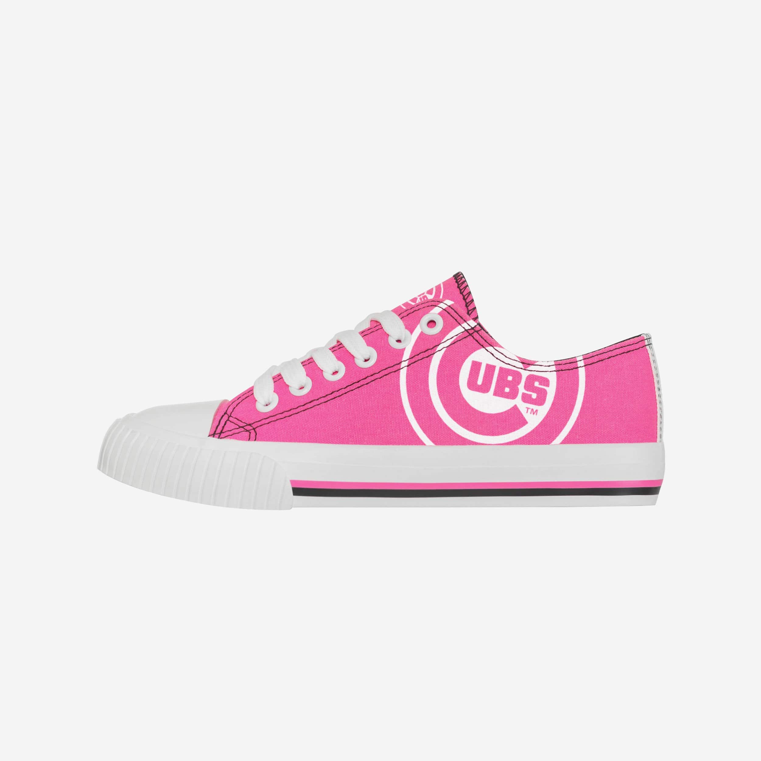 Chicago Cubs Women's Stylish Low-Top Neon Pink Canvas Shoes