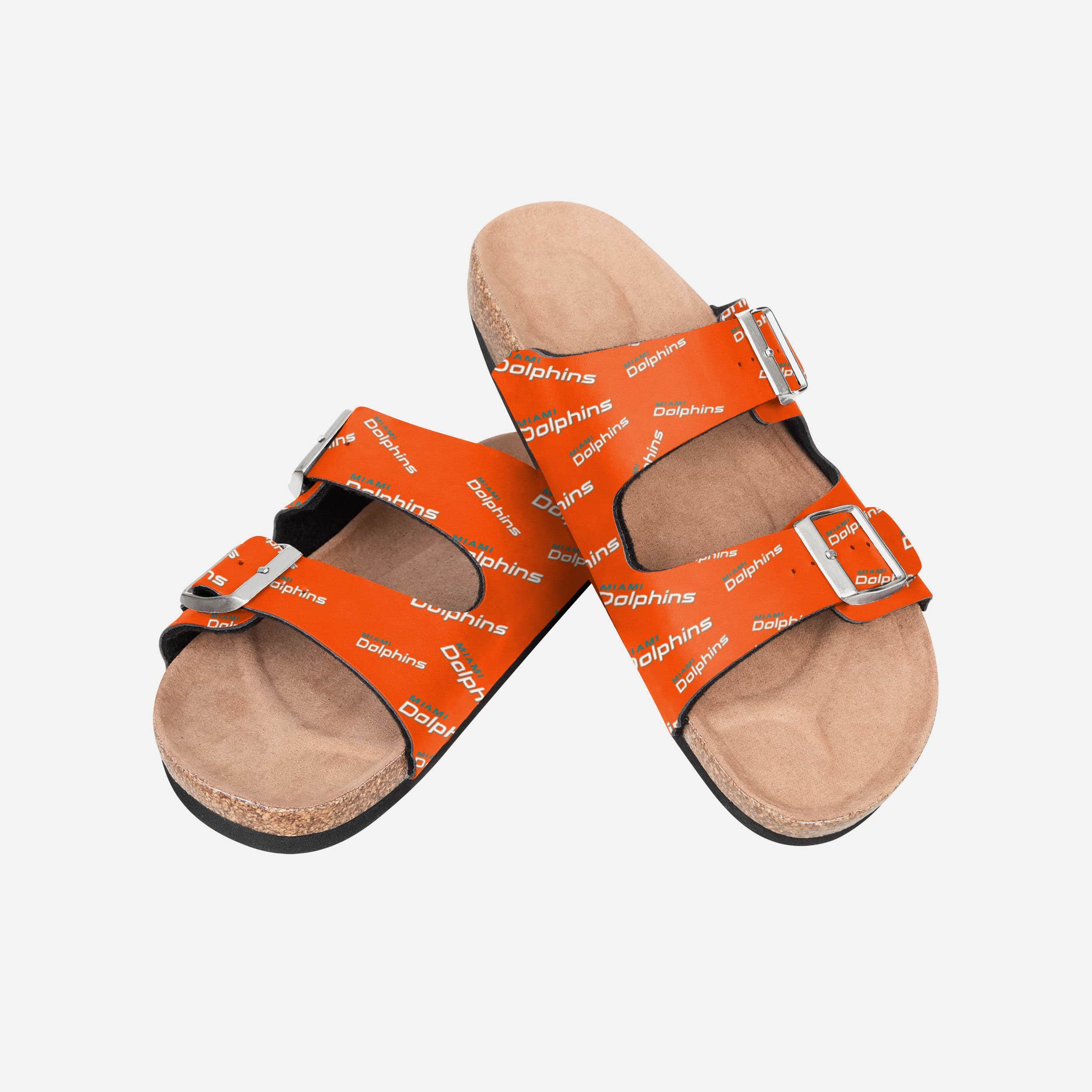 Miami Dolphins Women's Stylish Mini Print Double Buckle Sandals