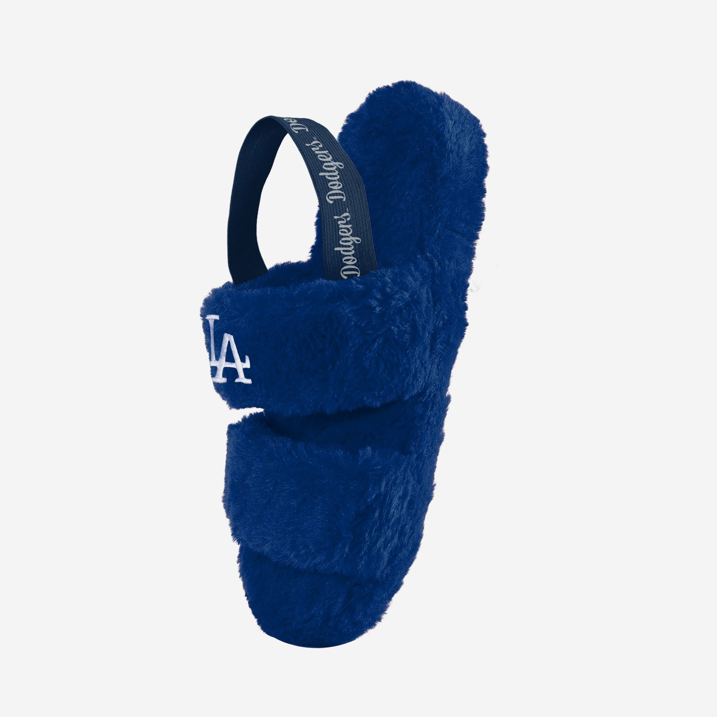Gorgeous Los Angeles Dodgers Women's Heel Strap Wordmark Fur Slides