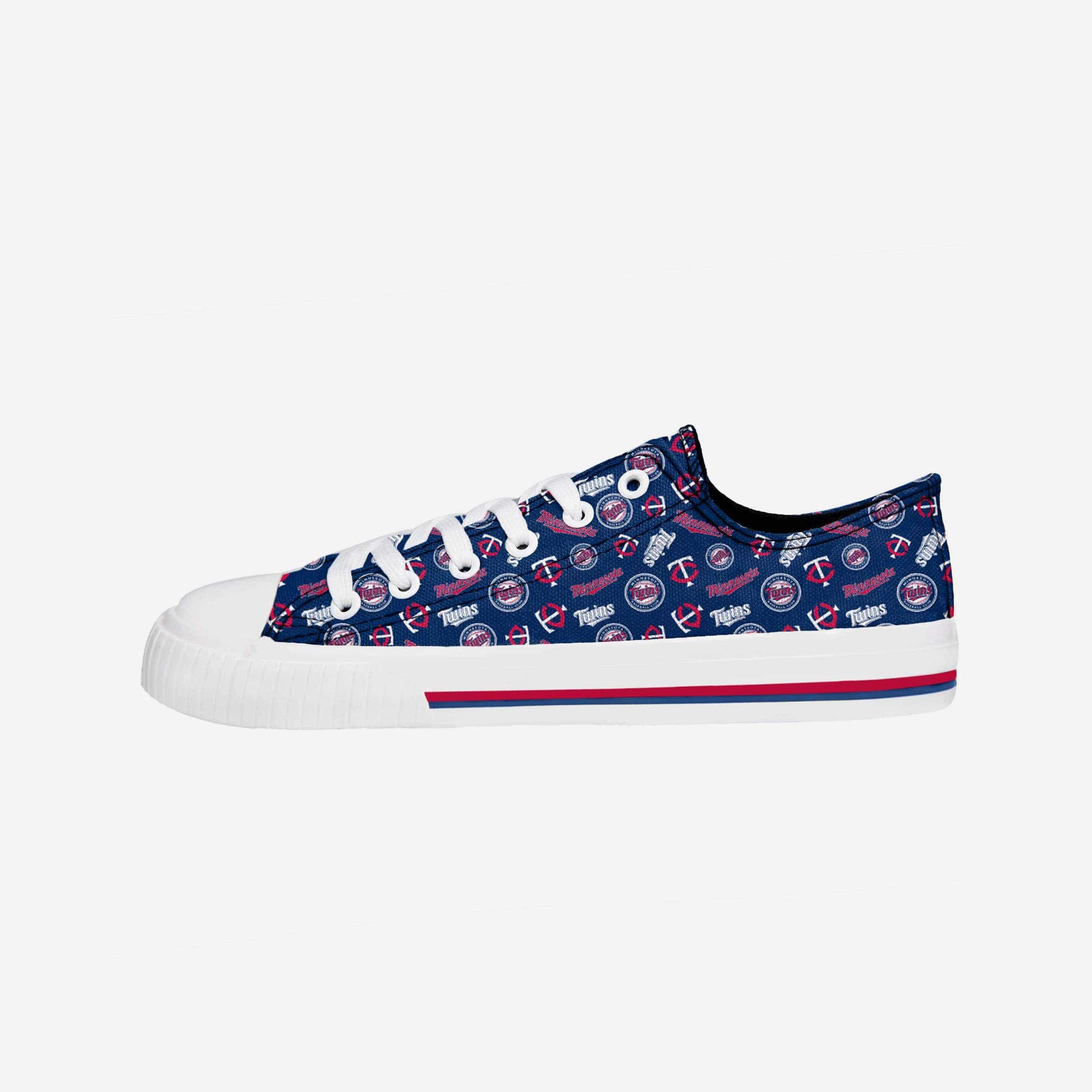 Stylish Minnesota Twins Women's Low-Top Canvas Shoes with Repeat Print