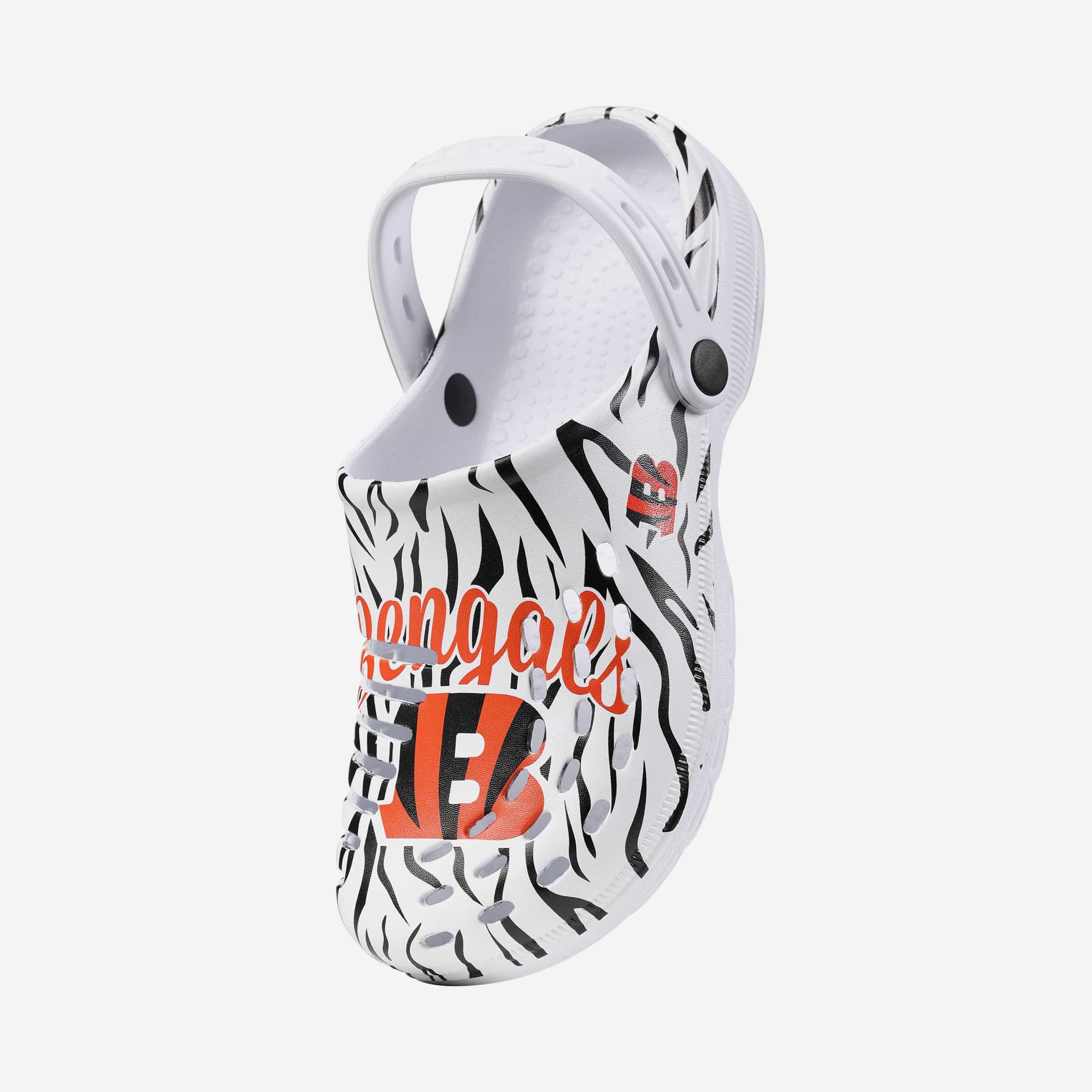 Get Your Style On! Cincinnati Bengals Women's White Stripe Strappy Clogs