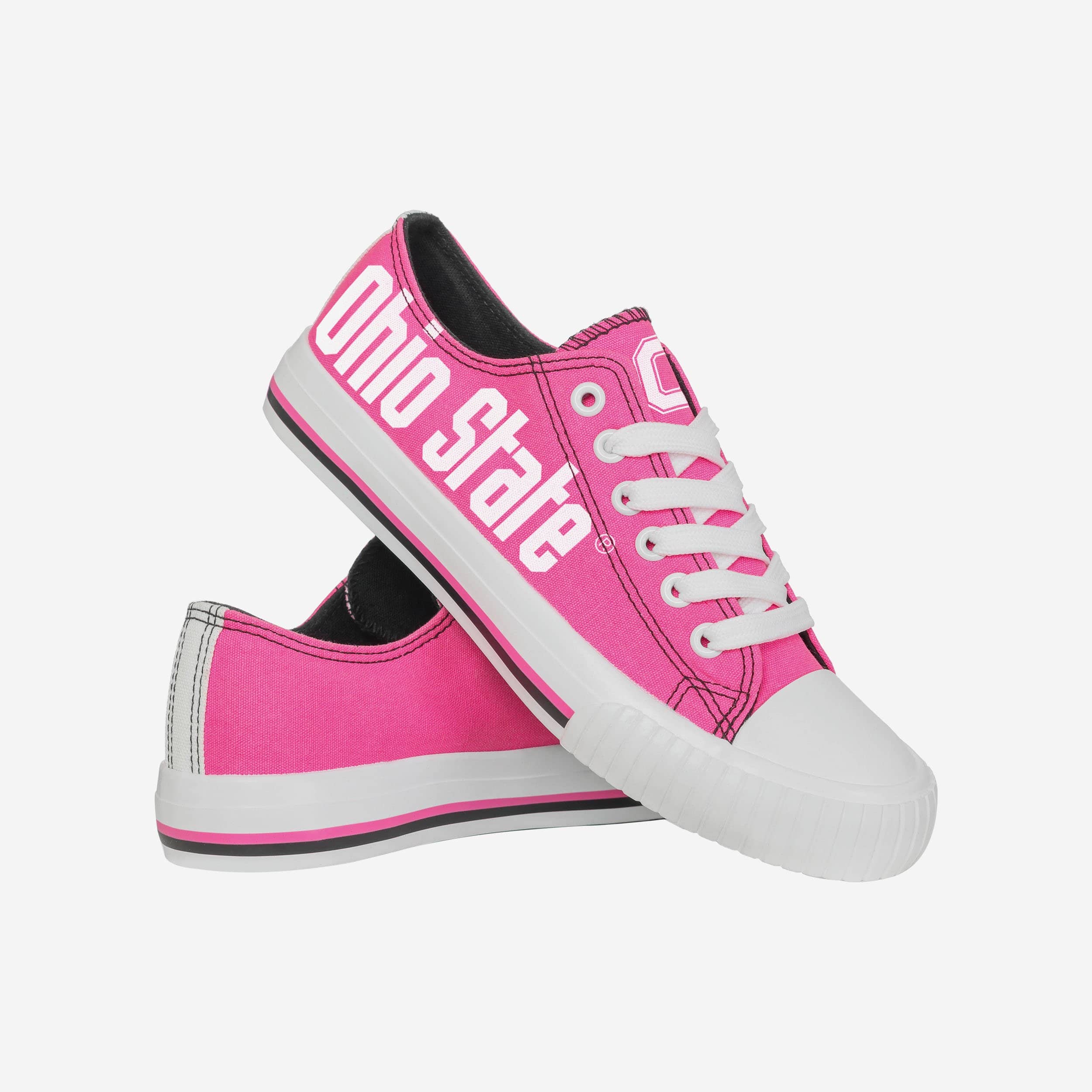 Stylish Ohio State Buckeyes Women's Neon Pink Low Top Canvas Shoes