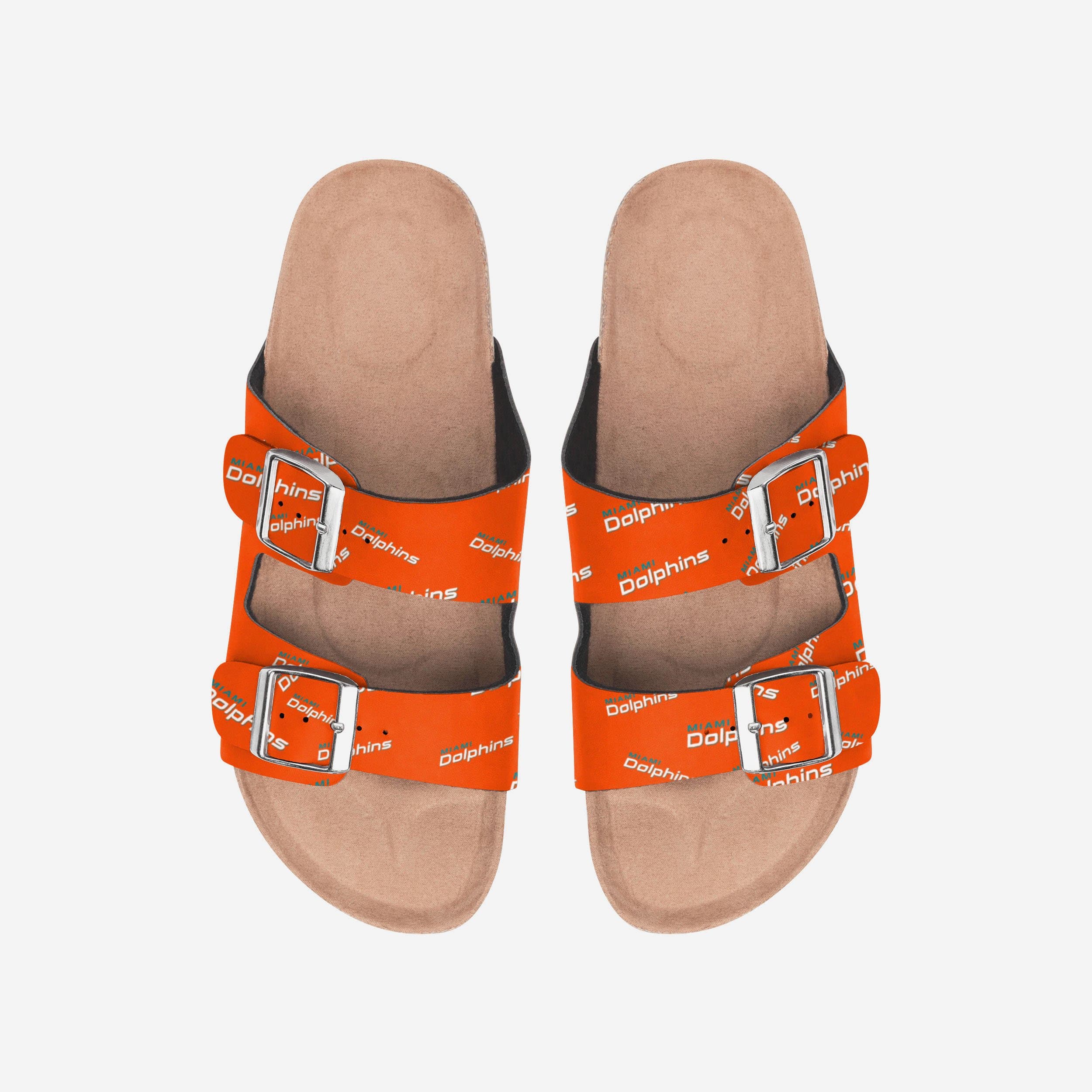 Miami Dolphins Women's Stylish Mini Print Double Buckle Sandals