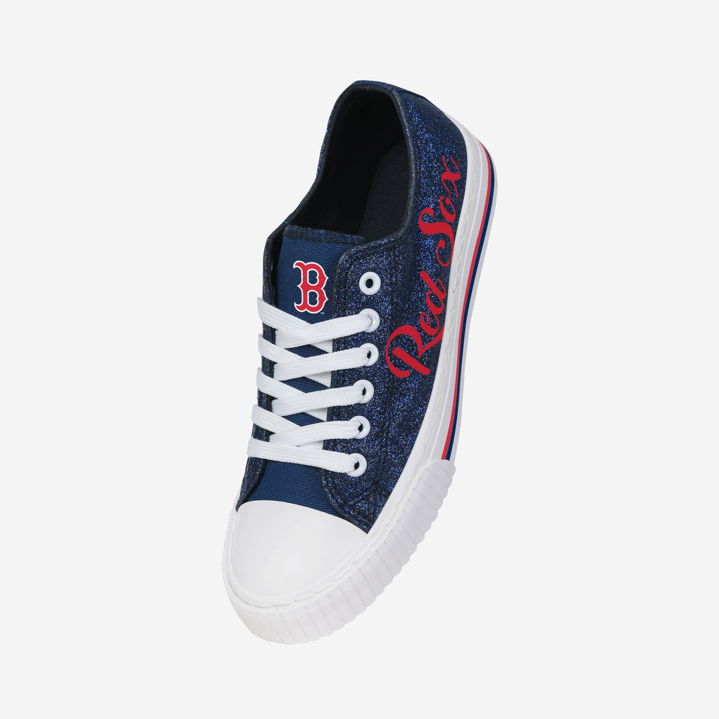Sparkling Boston Red Sox Women's Glitter Low-Top Canvas Shoes