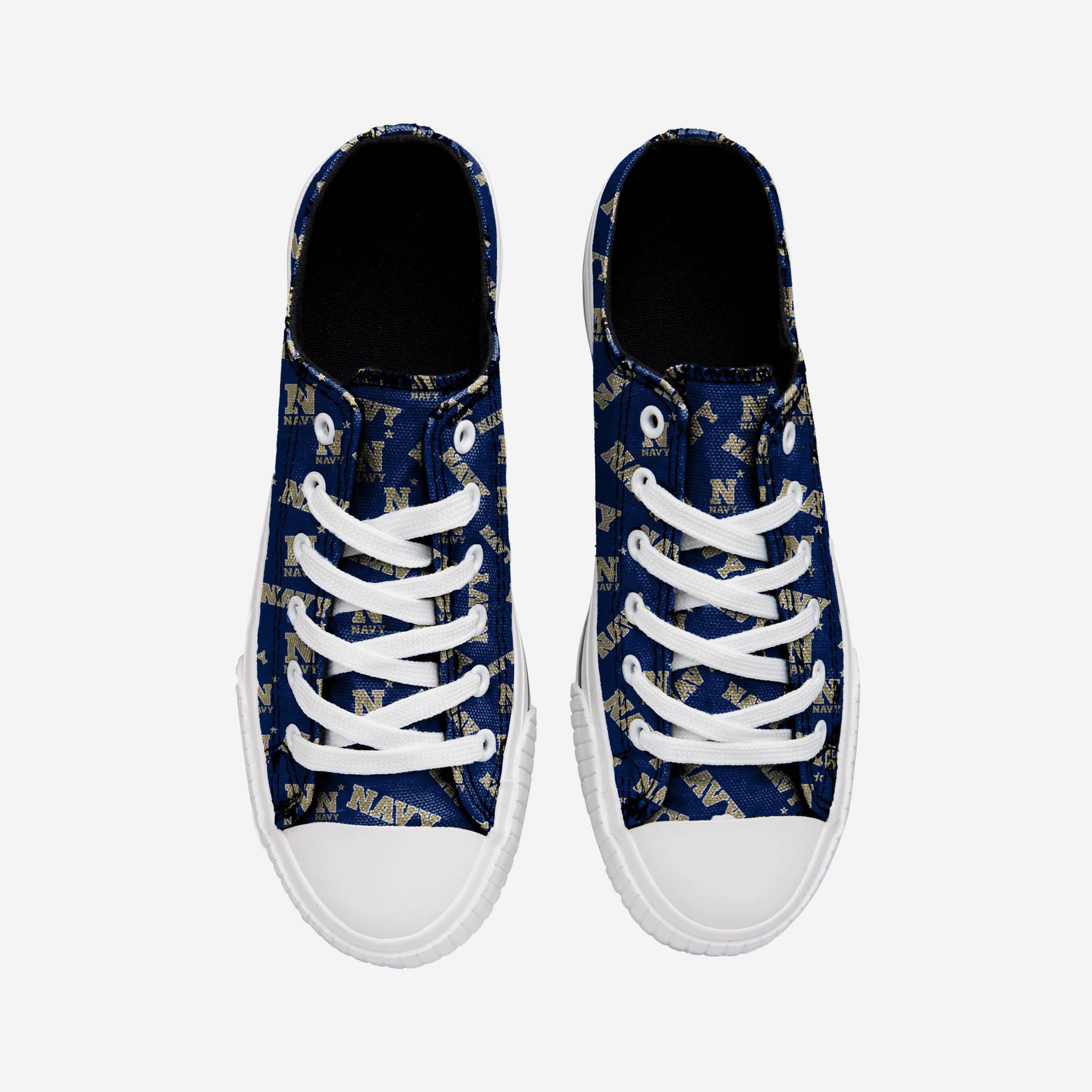 Navy Midshipmen Women's Low-Top Repeating Print Canvas Shoes - Show Your Fan Spirit!