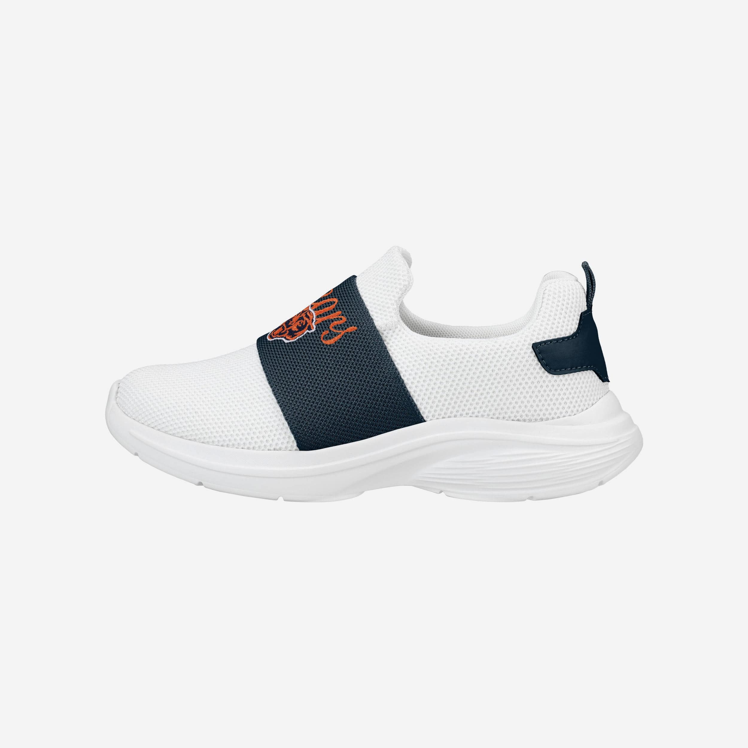 Stylish Chicago Bears Women's White Slip-On Script Wordmark Sneakers