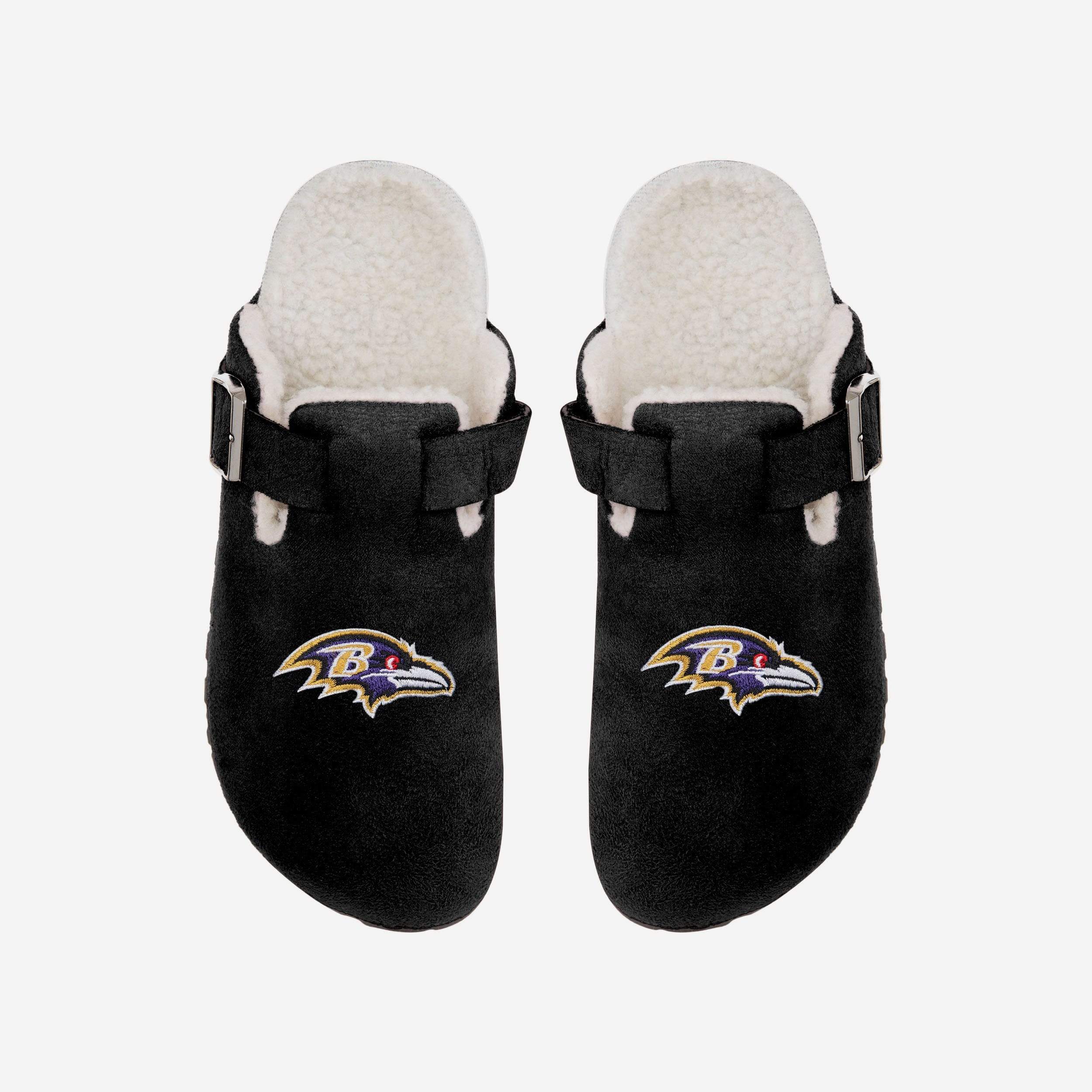Baltimore Ravens Women's Furry Buckle Clog Slippers - Cozy Team Spirit!