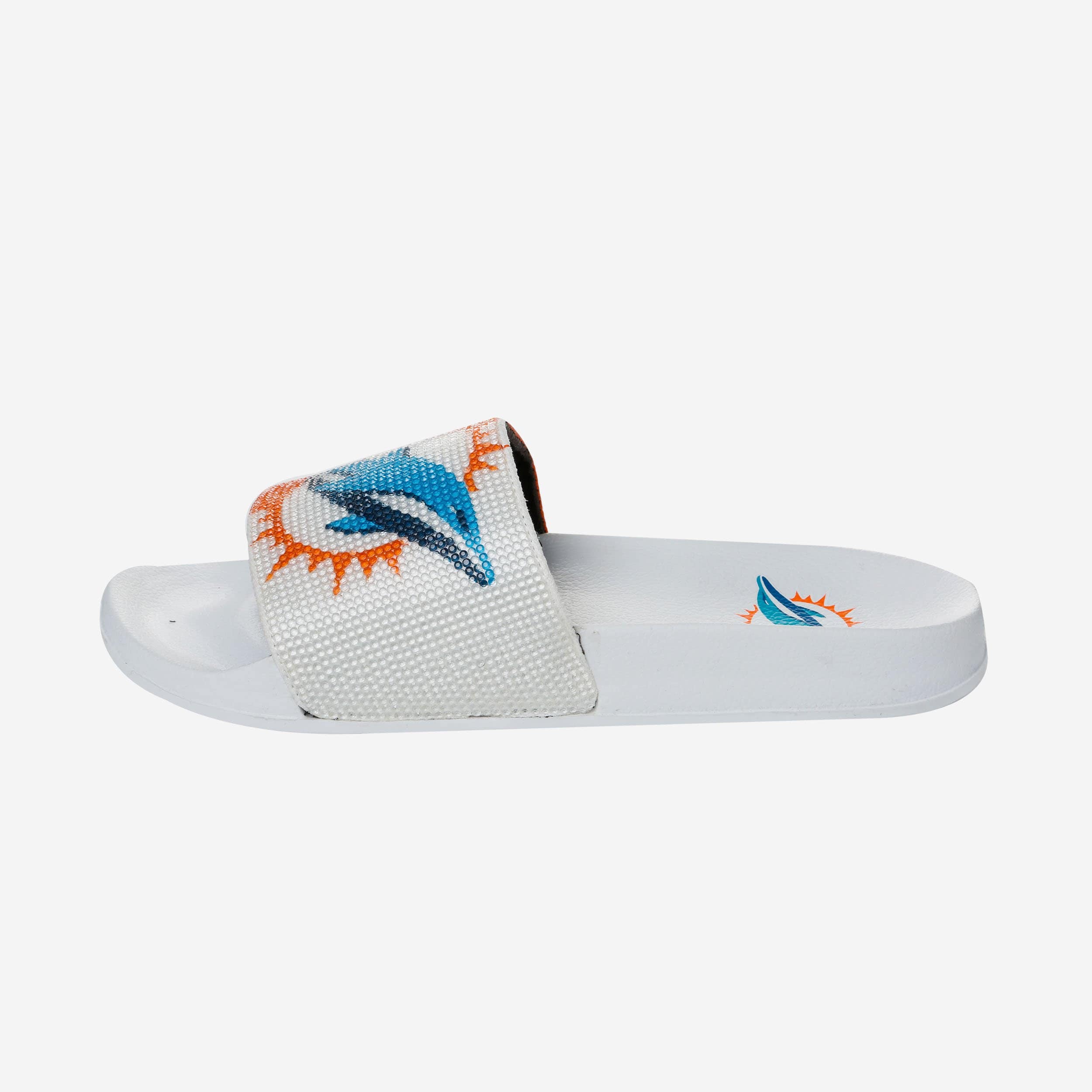 Gorgeous Miami Dolphins Women's Big Logo Shimmer Slides - Show Your Team Spirit!