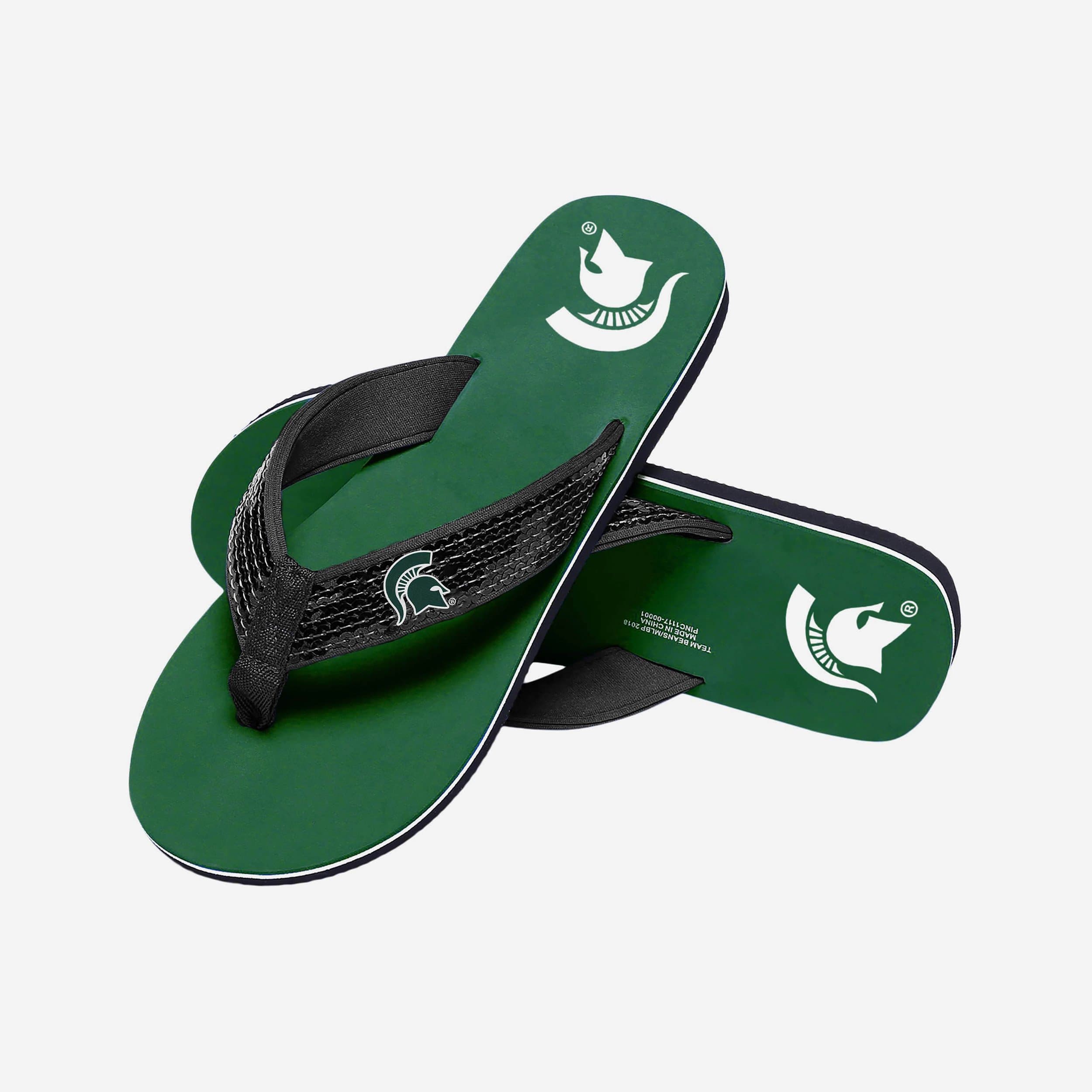Michigan State Spartans Women's Sparkling Sequin Flip Flops