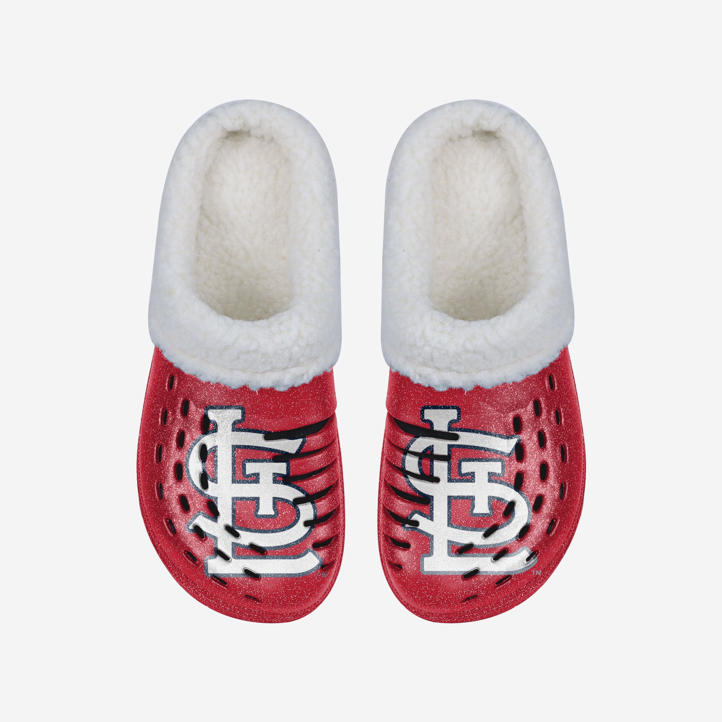 Sparkling St Louis Cardinals Women's Sherpa-Lined Glitter Clogs