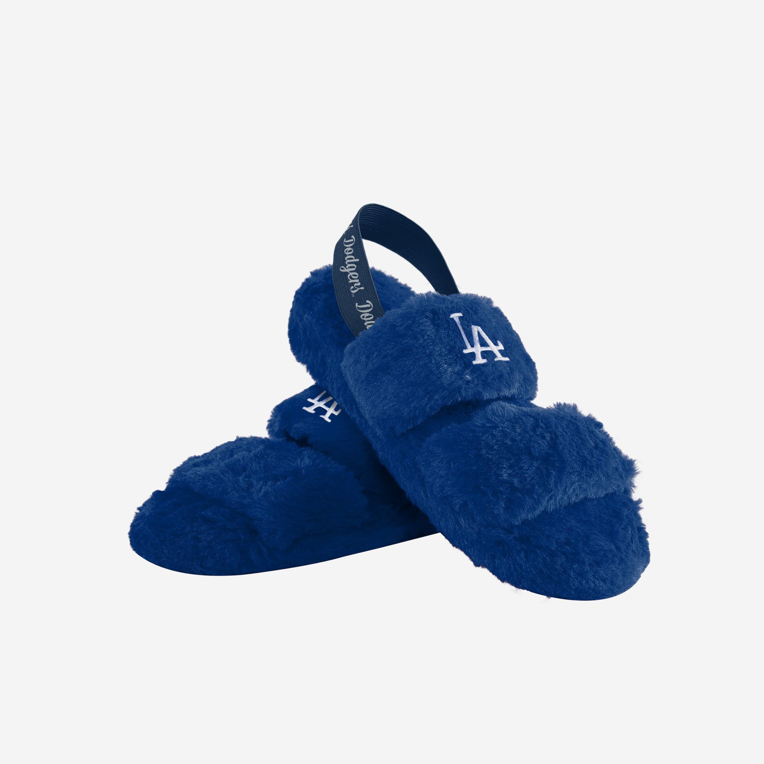 Gorgeous Los Angeles Dodgers Women's Heel Strap Wordmark Fur Slides