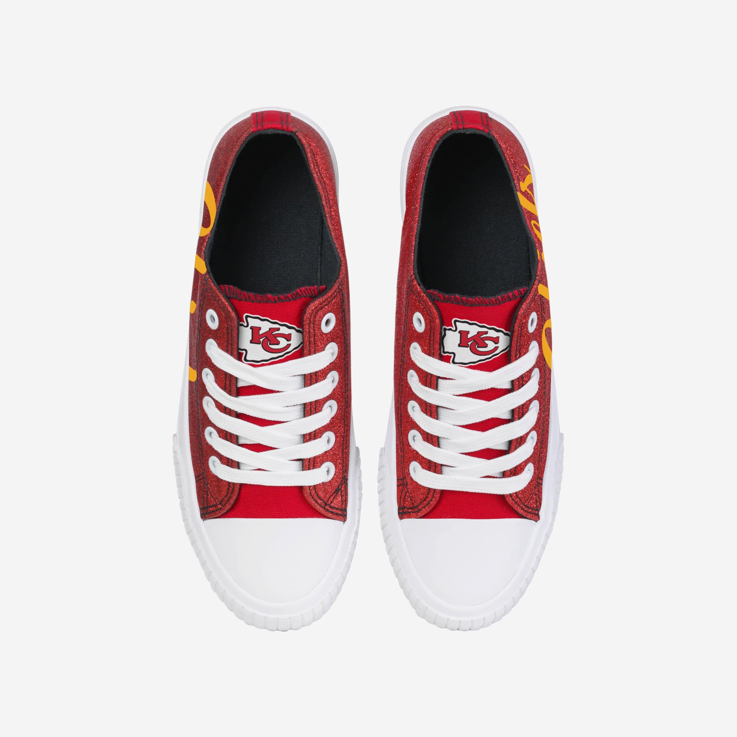 Sparkling Kansas City Chiefs Women's Low-Top Glitter Canvas Shoes