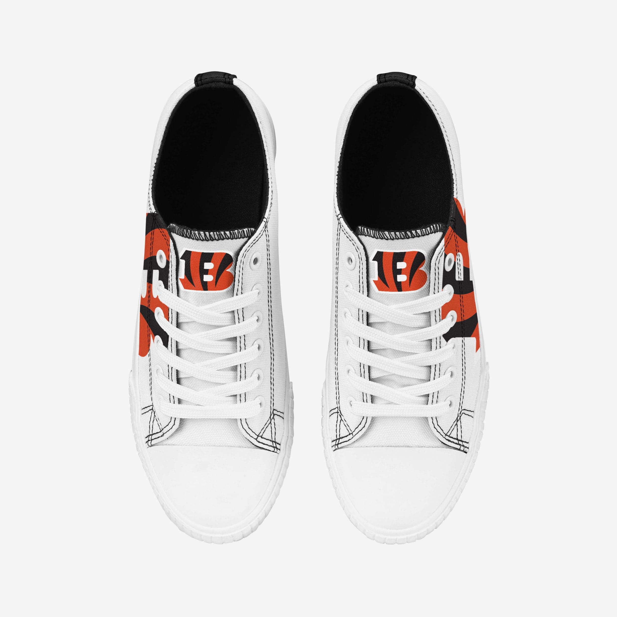 Cincinnati Bengals Women's Stylish Big Logo Low-Top White Canvas Shoes