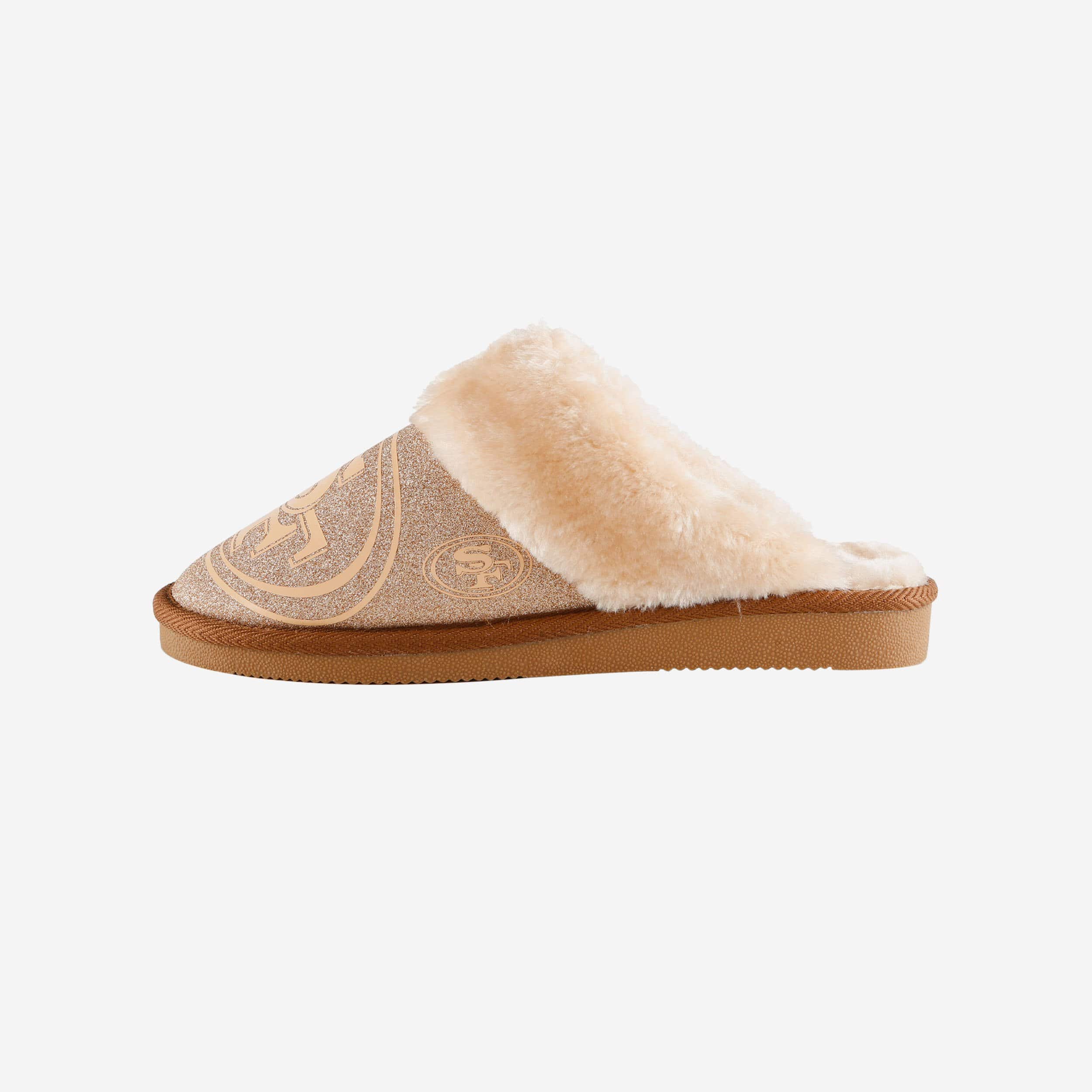 Sparkling San Francisco 49ers Women's Open - Back Fur Moccasin Slippers