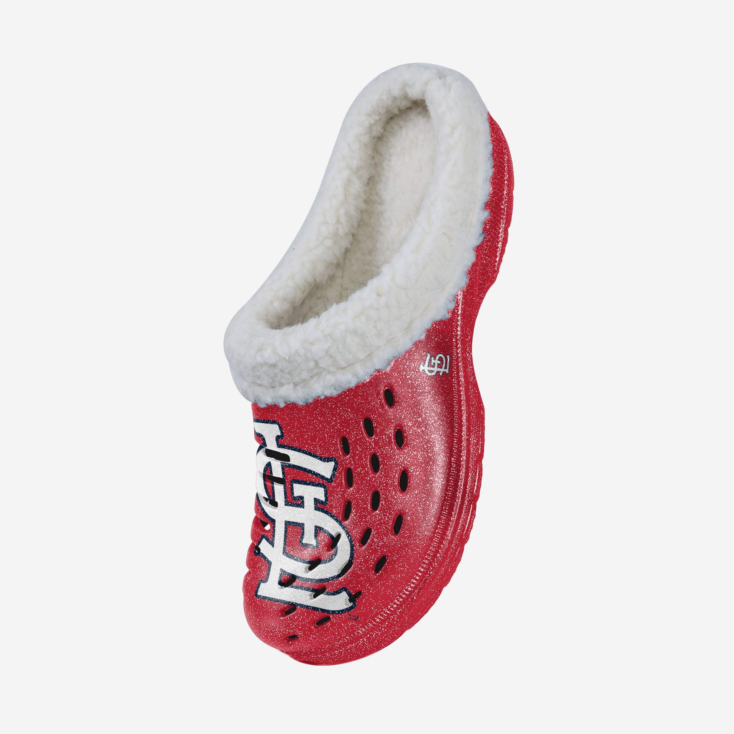 Sparkling St Louis Cardinals Women's Sherpa-Lined Glitter Clogs