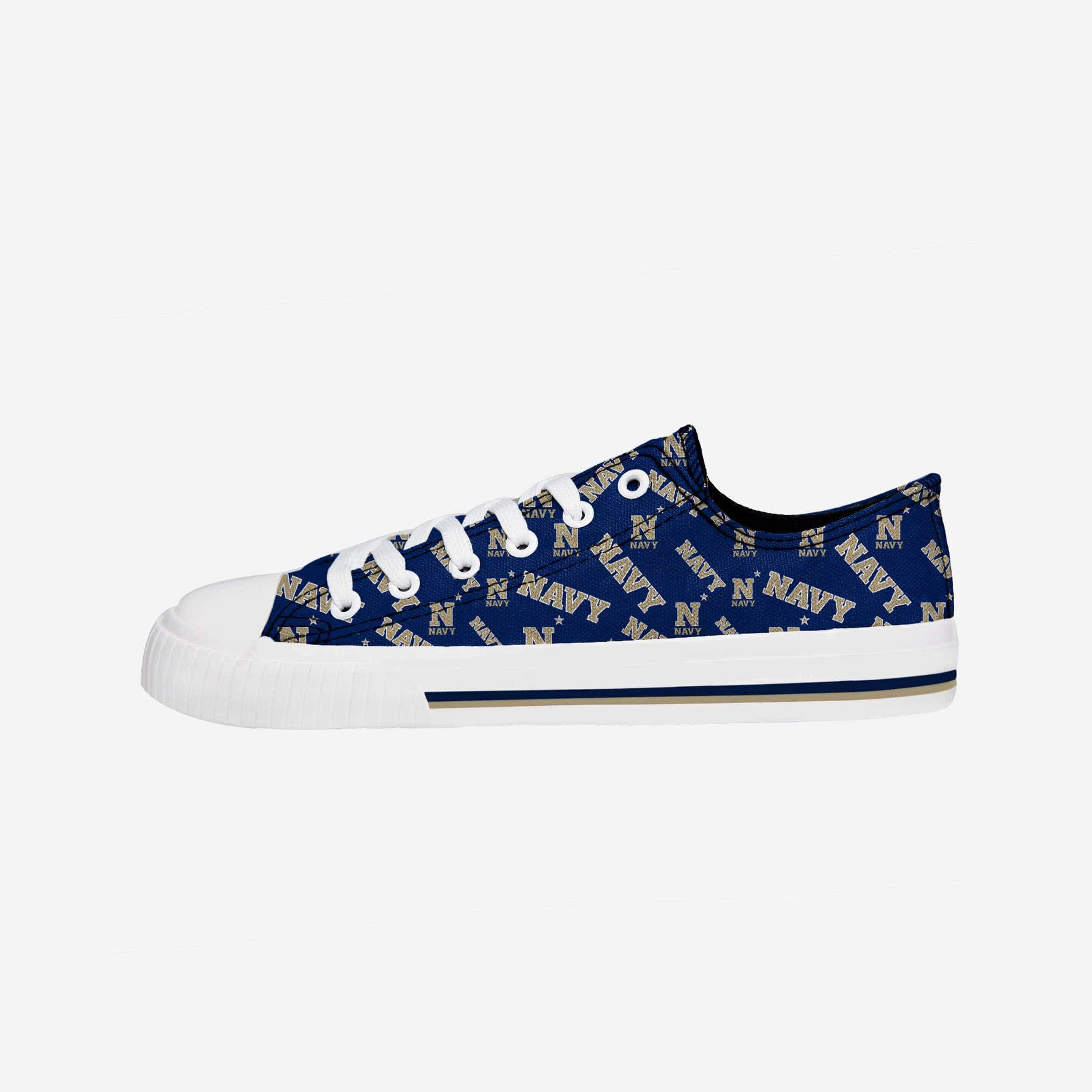 Navy Midshipmen Women's Low-Top Repeating Print Canvas Shoes - Show Your Fan Spirit!