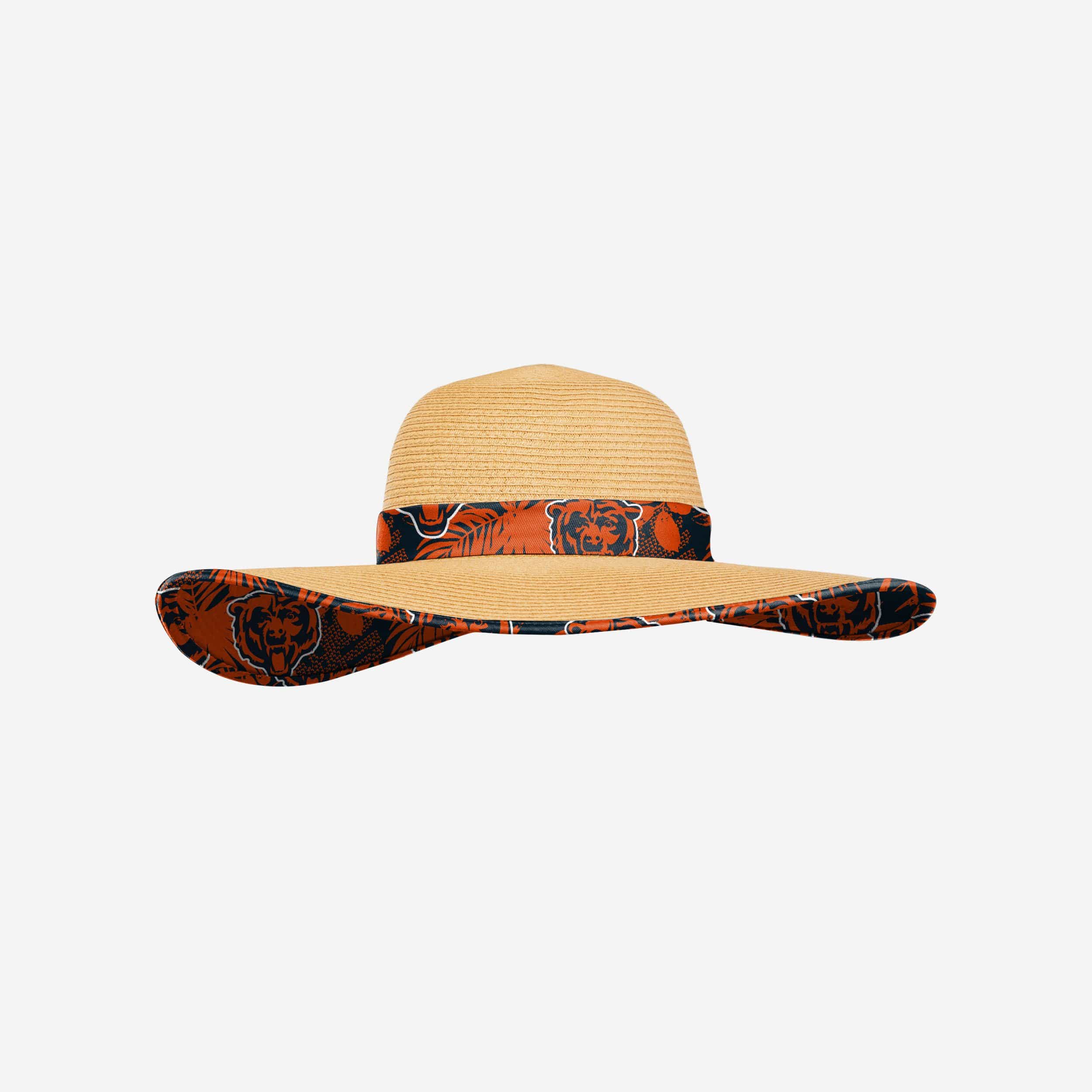 Hot! Chicago Bears Women's Floral Straw Hat for Summer Fans