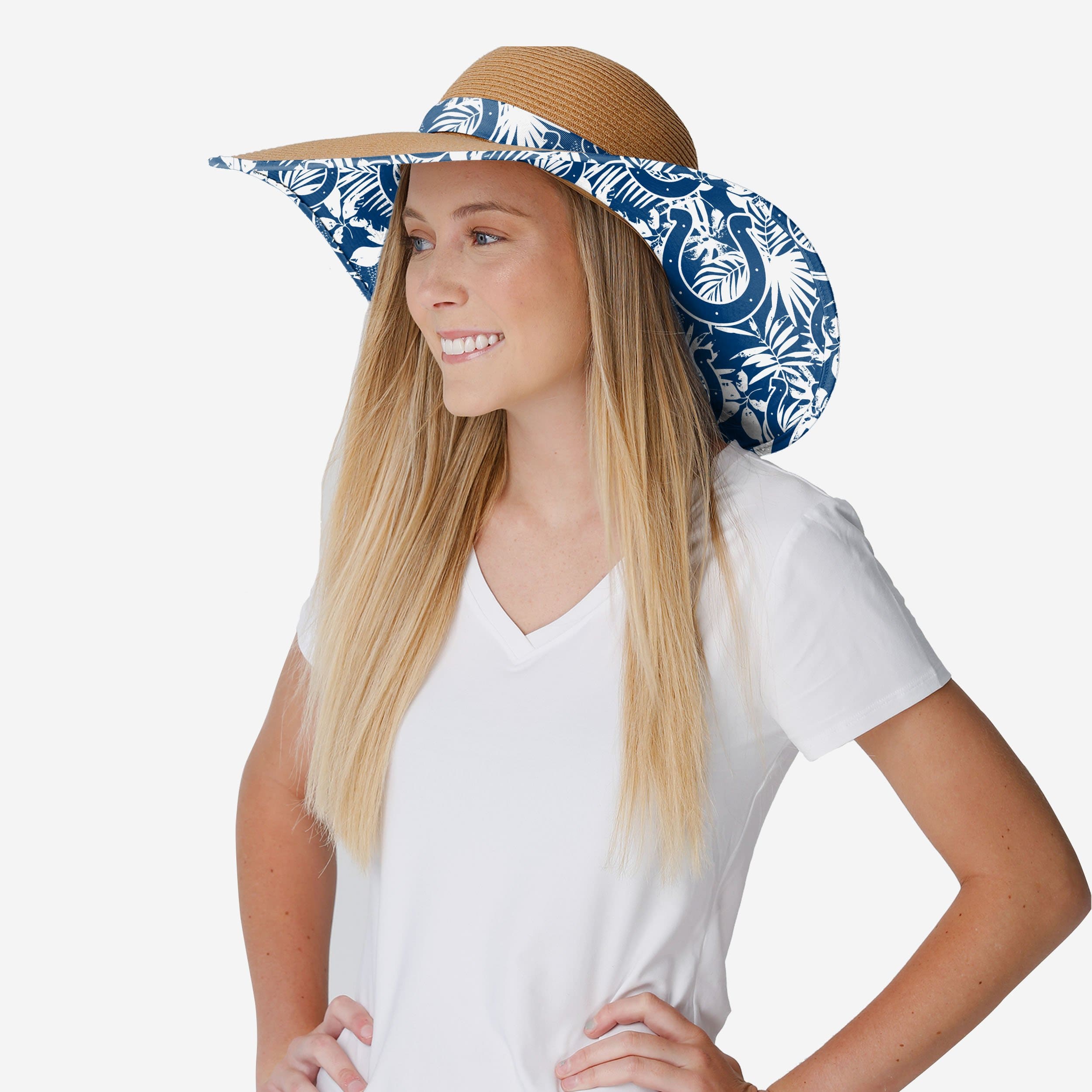 Gorgeous Indianapolis Colts Women's Floral Straw Hat for Summer