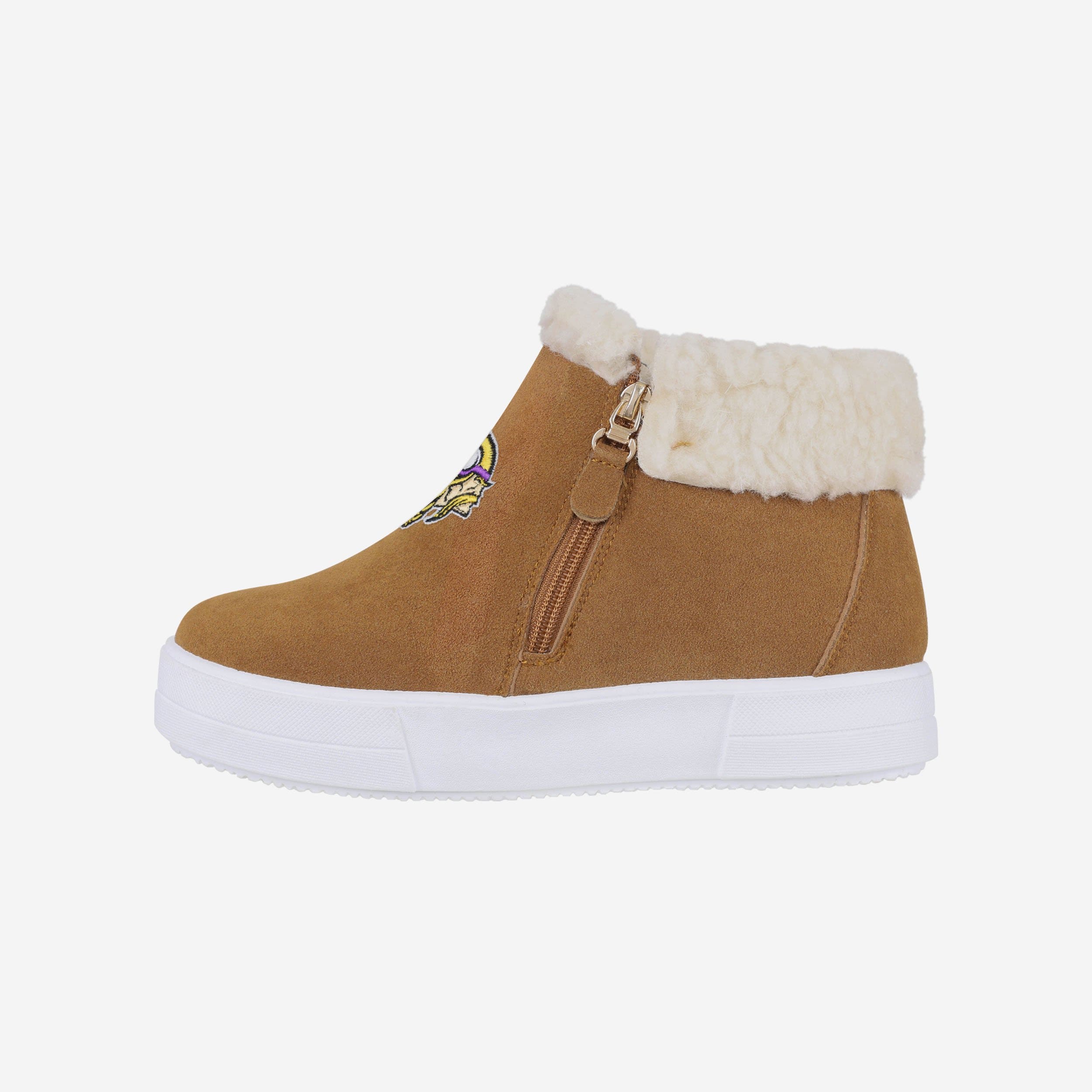 Minnesota Vikings Women's Fuzzy Brim Zipper Boots - Show Your Fandom!