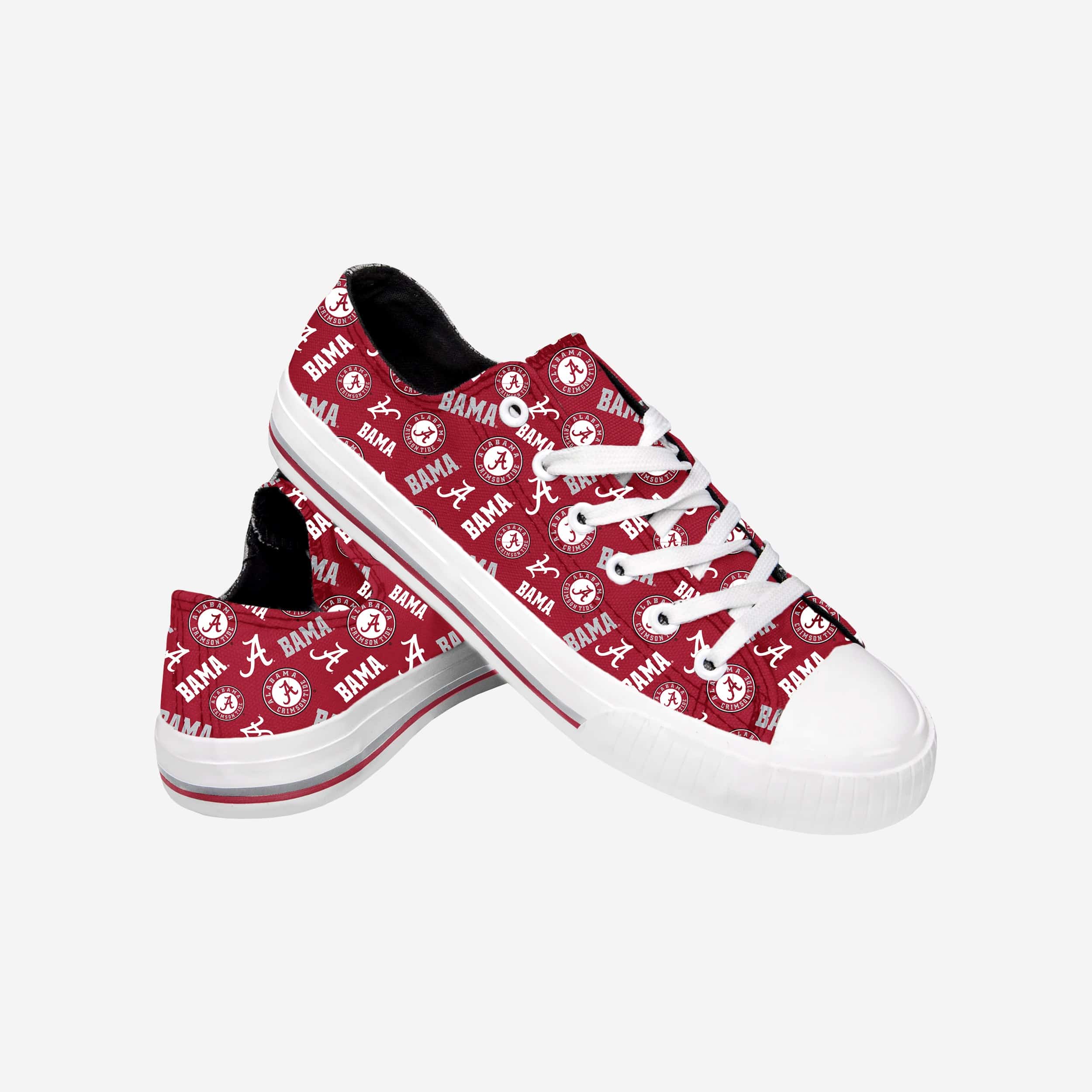 Alabama Crimson Tide Women's Stylish Low-Top Canvas Shoes with Repeat Print