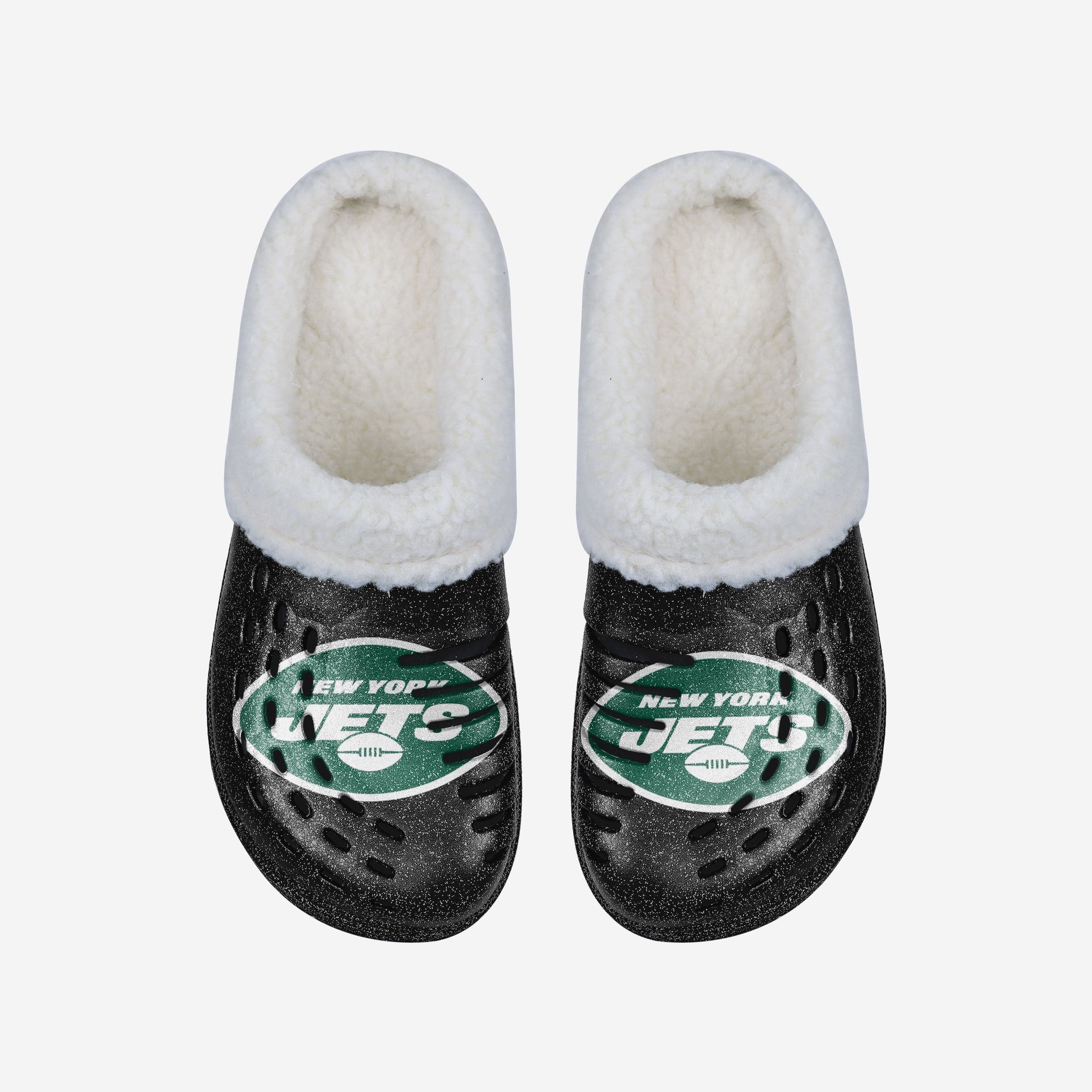 Sparkling New York Jets Women's Sherpa-Lined Glitter Clogs