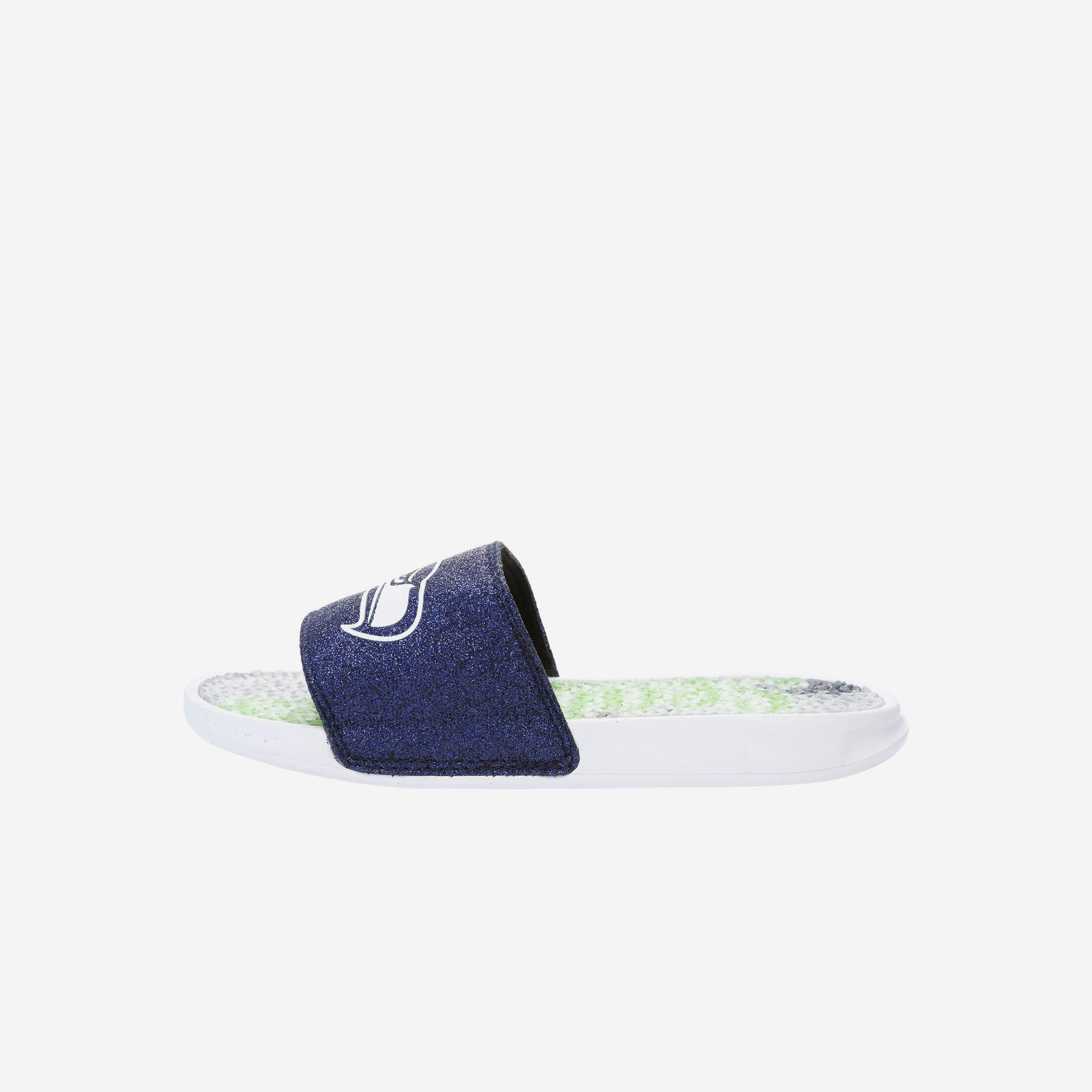 Sparkling Seattle Seahawks Women's Glitter Gel Slides - Show Your Team Spirit!