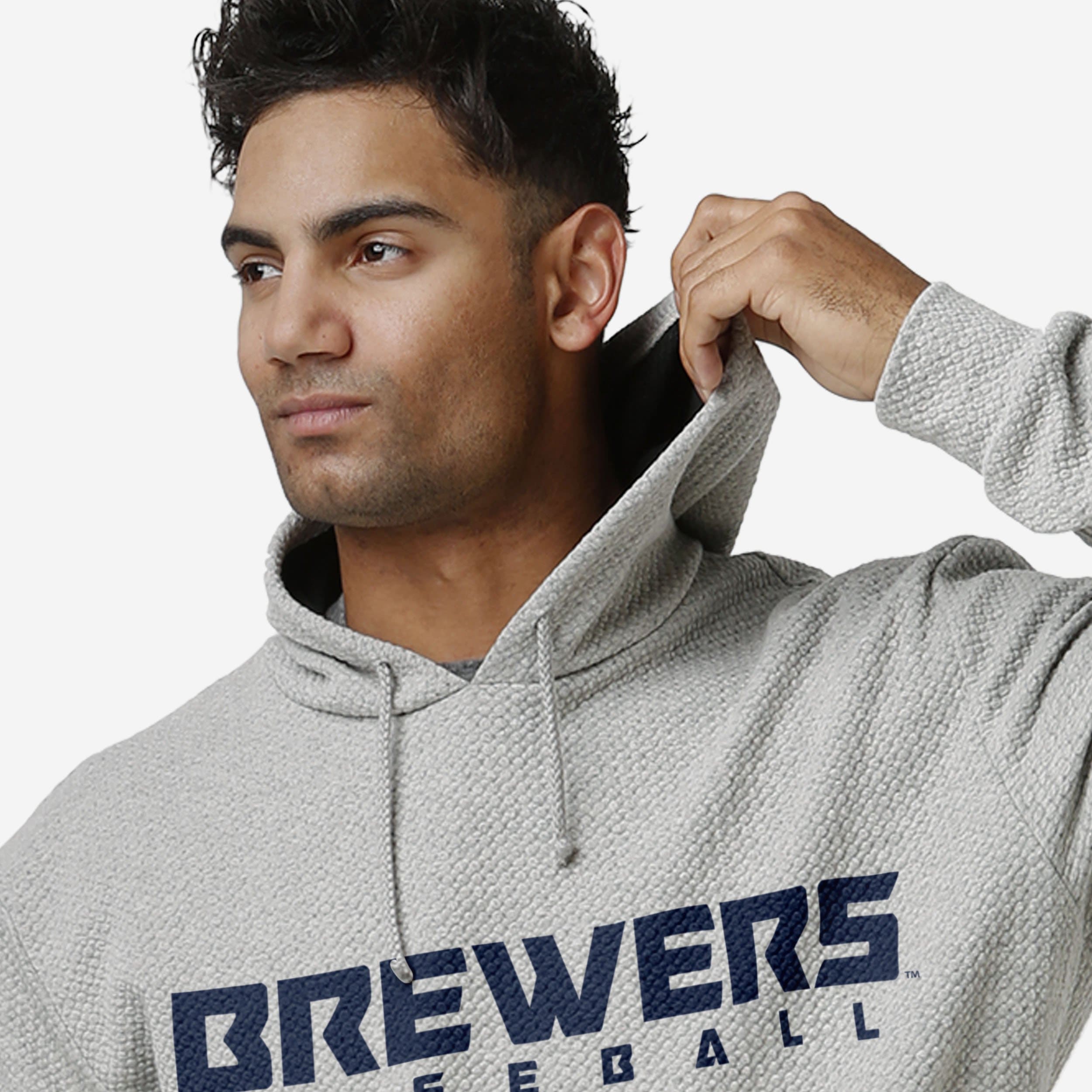 Milwaukee Brewers Stylish Gray Woven Hoodie - Show Your Team Spirit!
